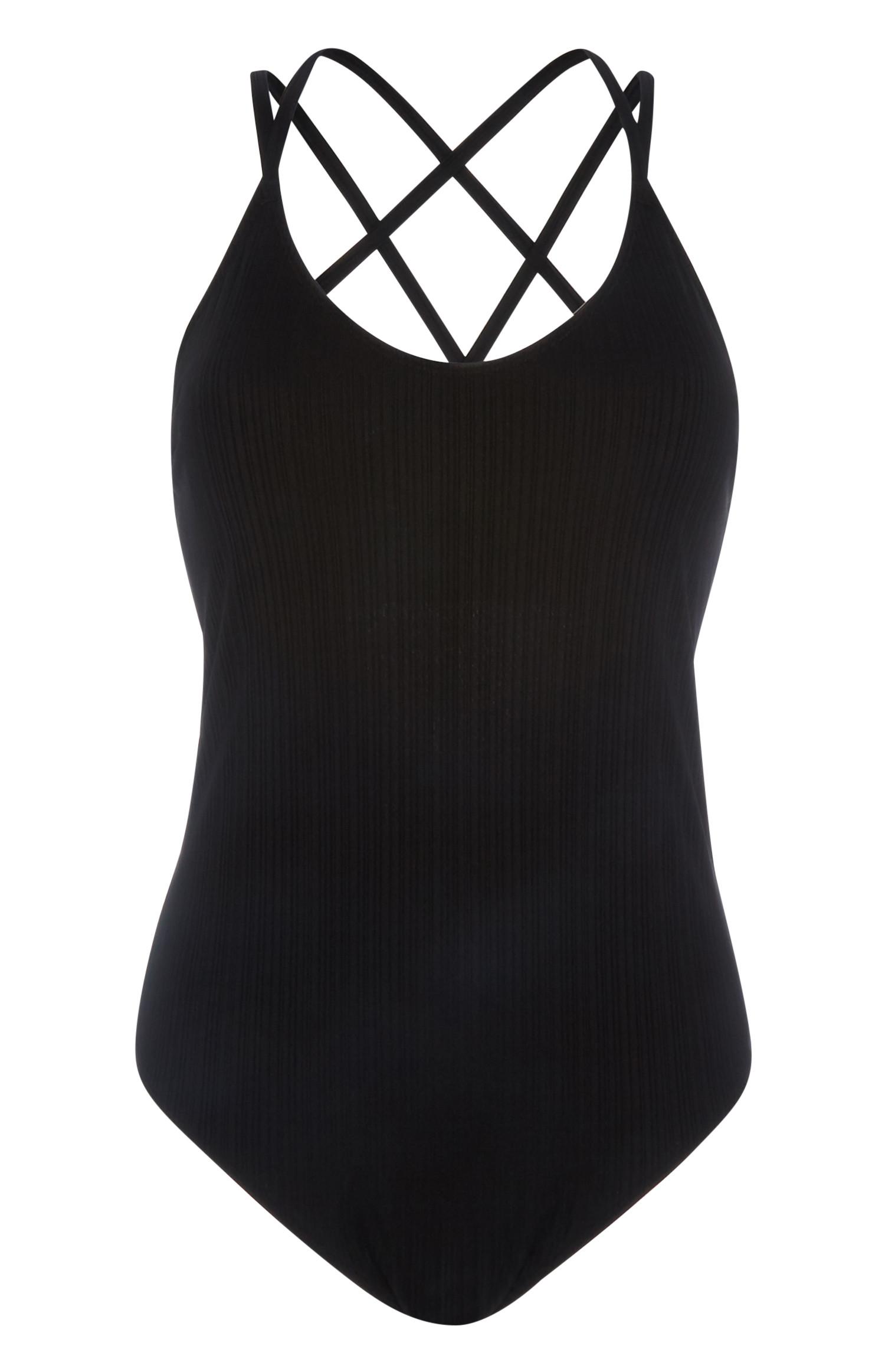 Fato banho canelado preto