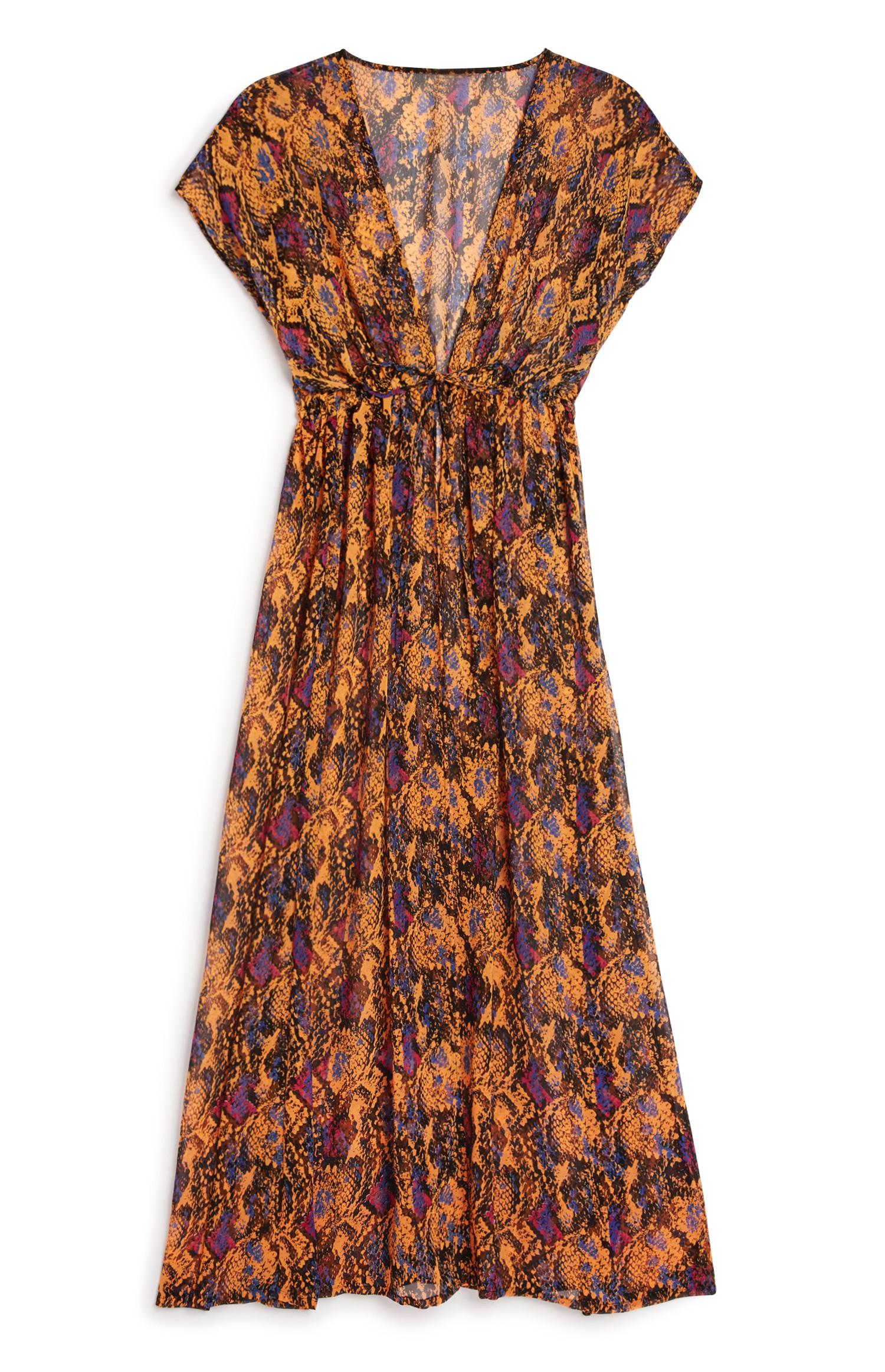 Quimono padrão cobra cor de laranja