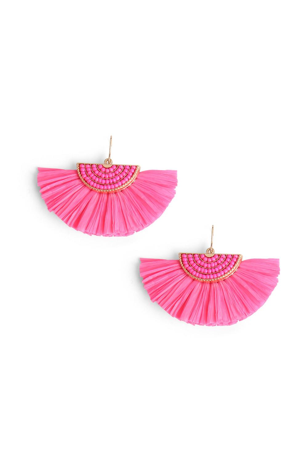 Brincos forma leque cor-de-rosa