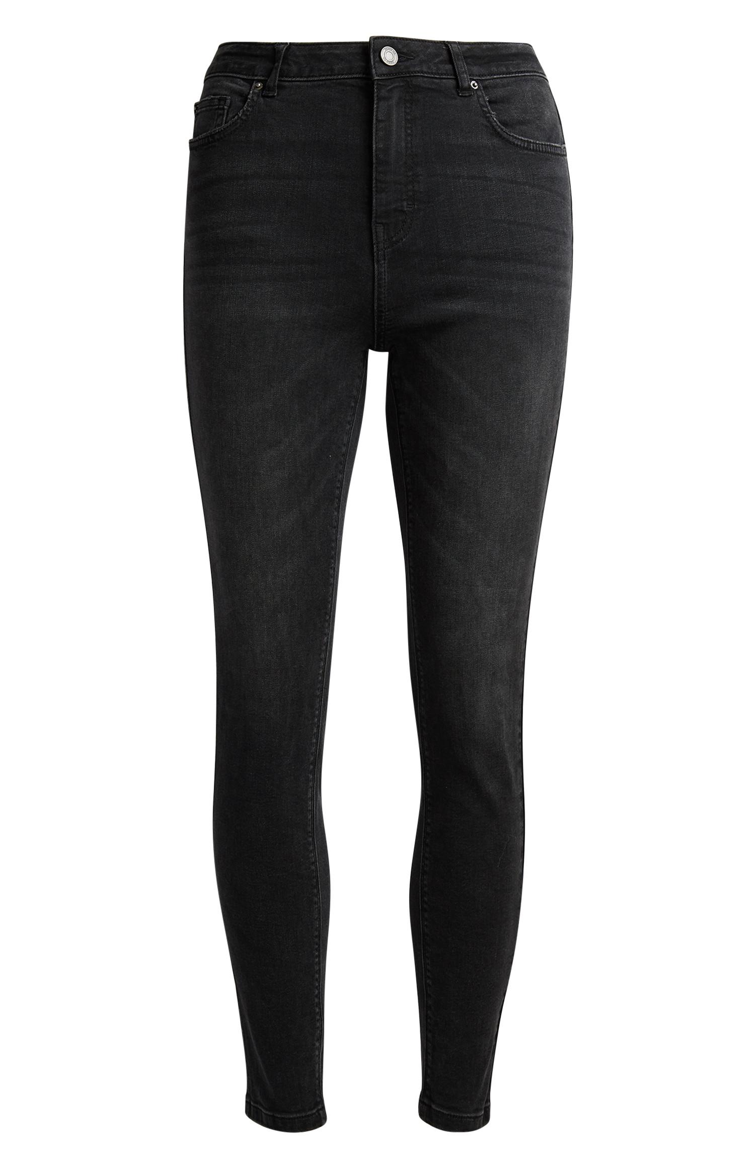 Calças ganga skinny cintura subida preto
