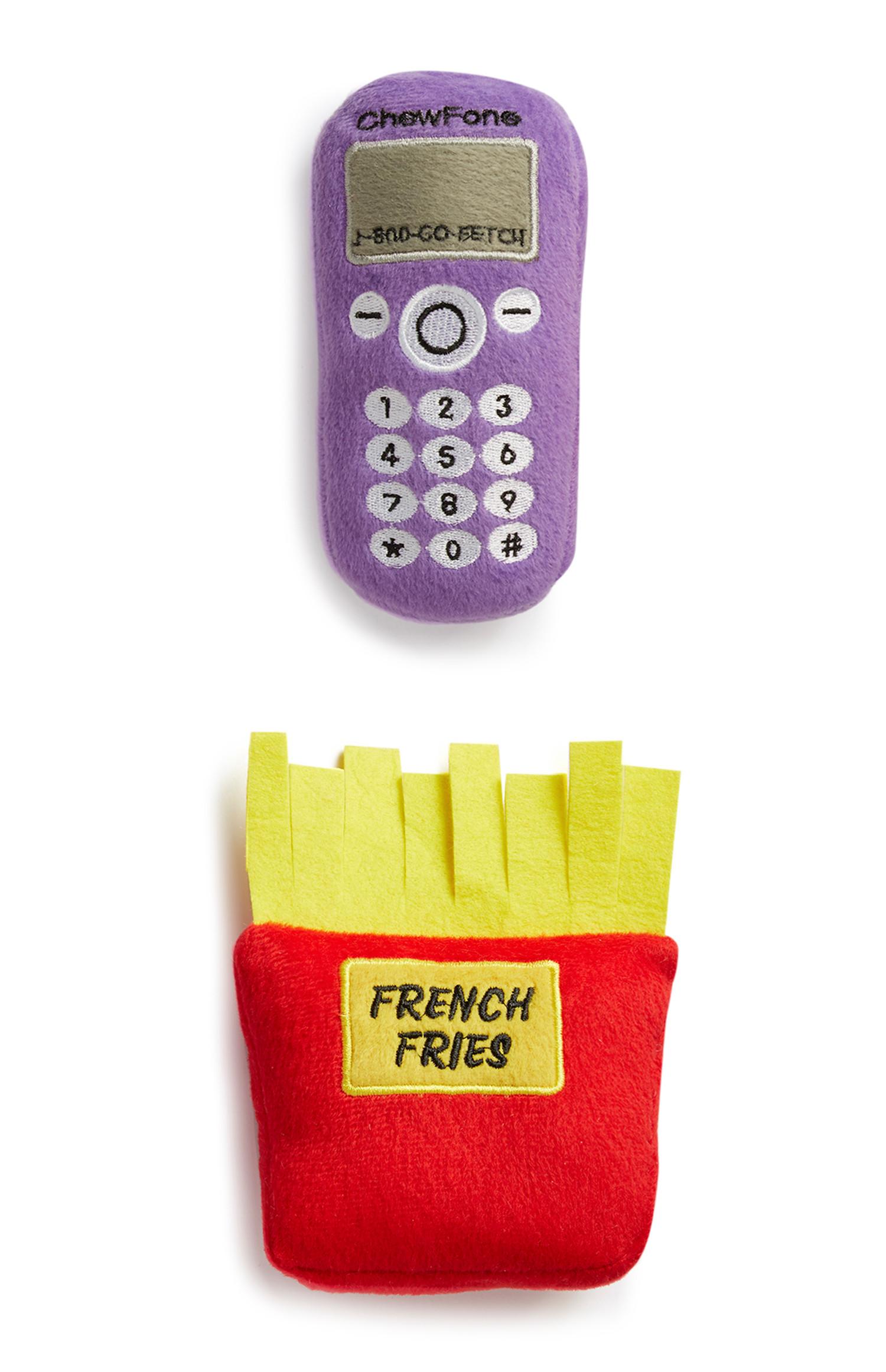 Pack de 2 juguetes de patatas fritas y teléfono