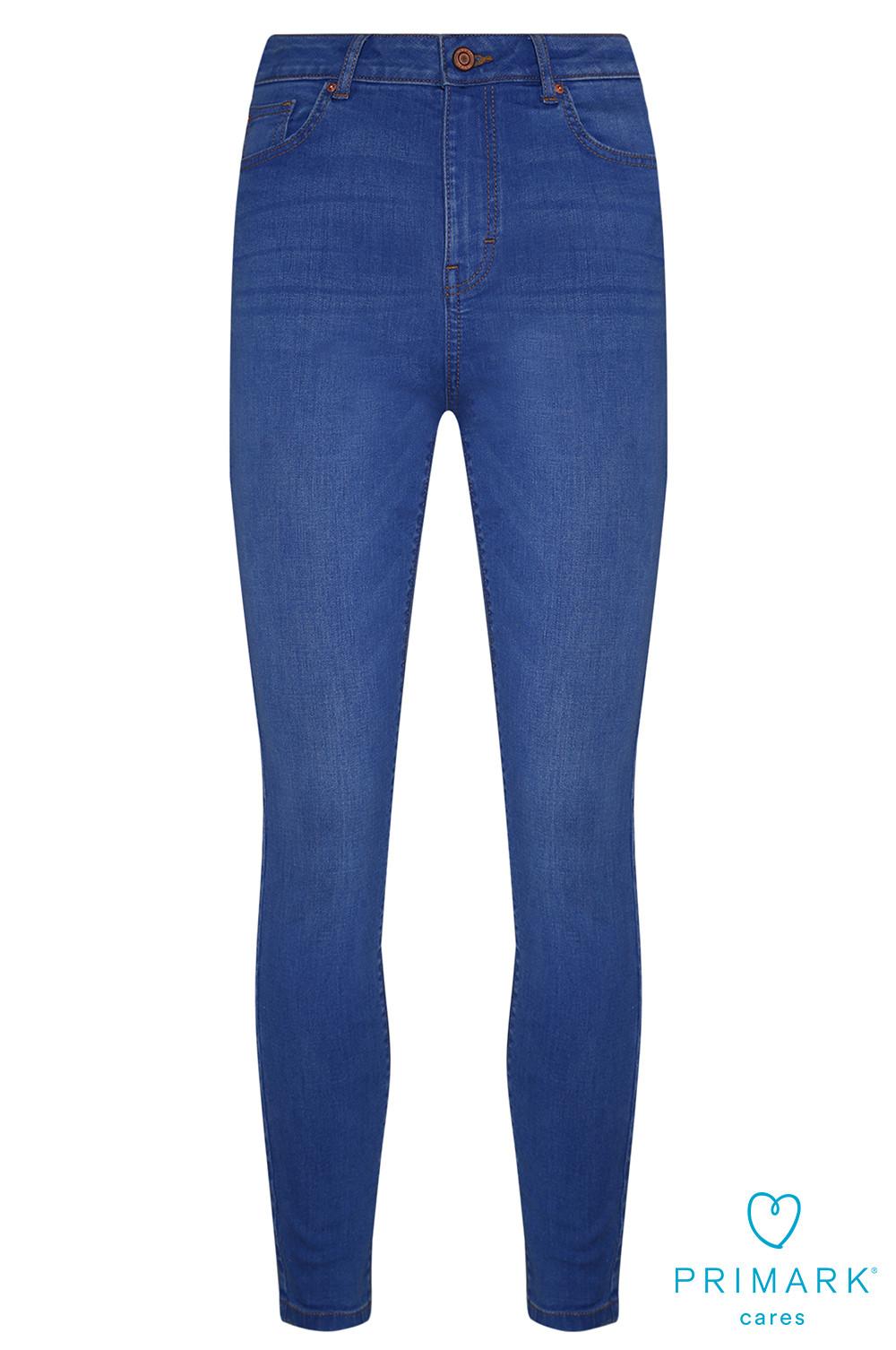 Modre kavbojke z visokim pasom iz trajnostnega bombaža