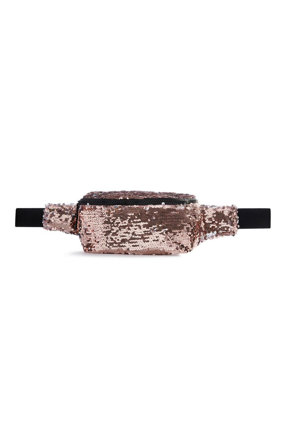 Bolsa cintura lantejoulas rosa-pálido