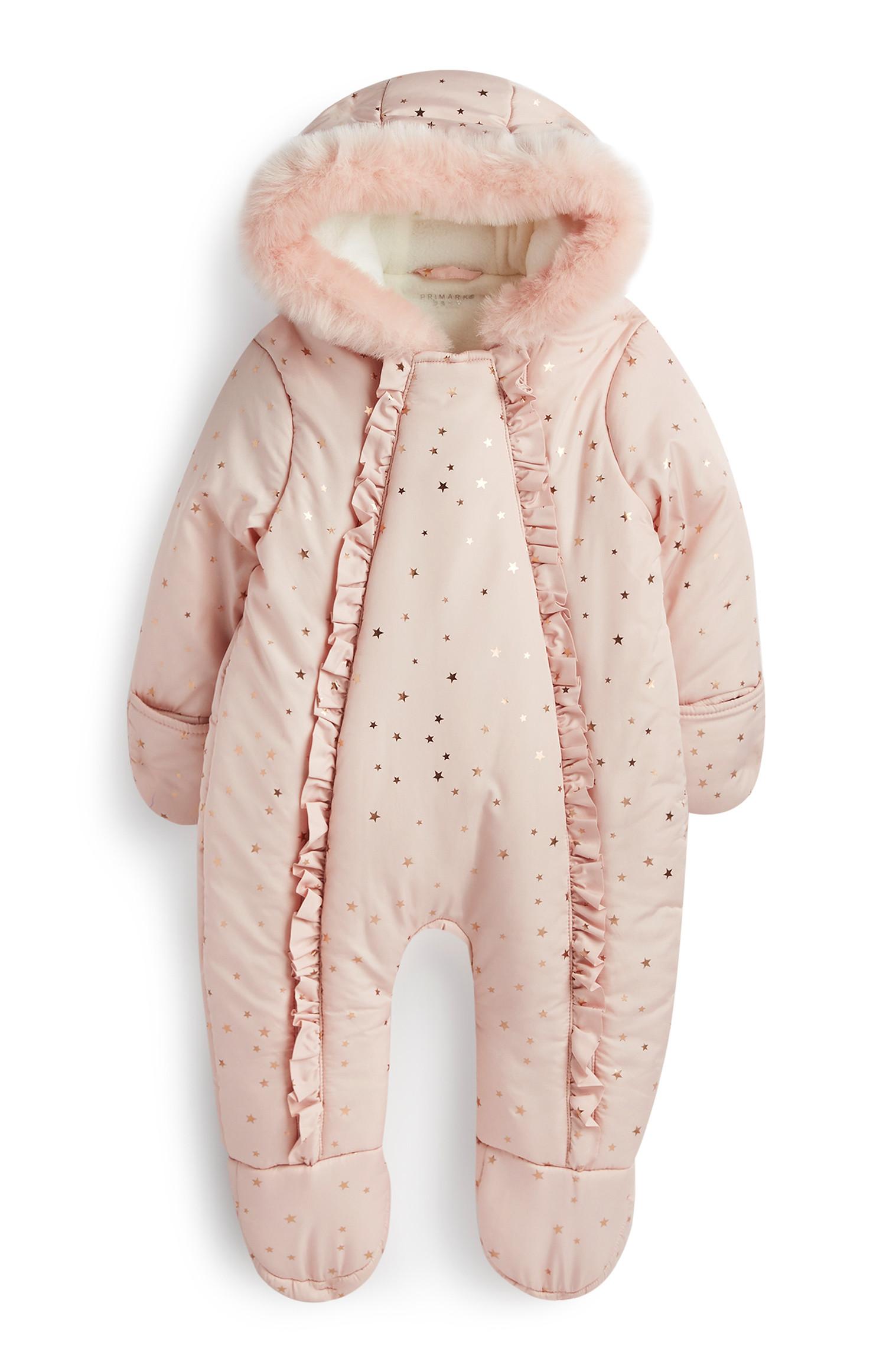 Mono de nieve rosa para recién nacida