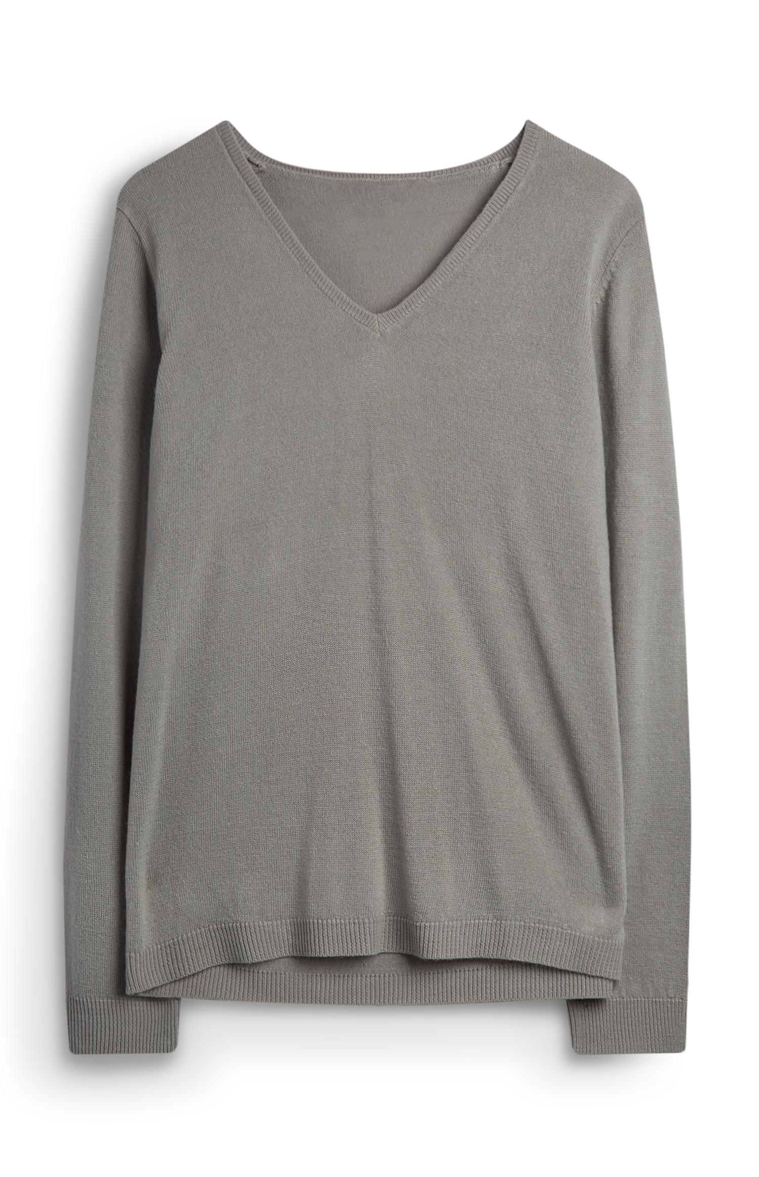 Camisola decote V super macia cinzento