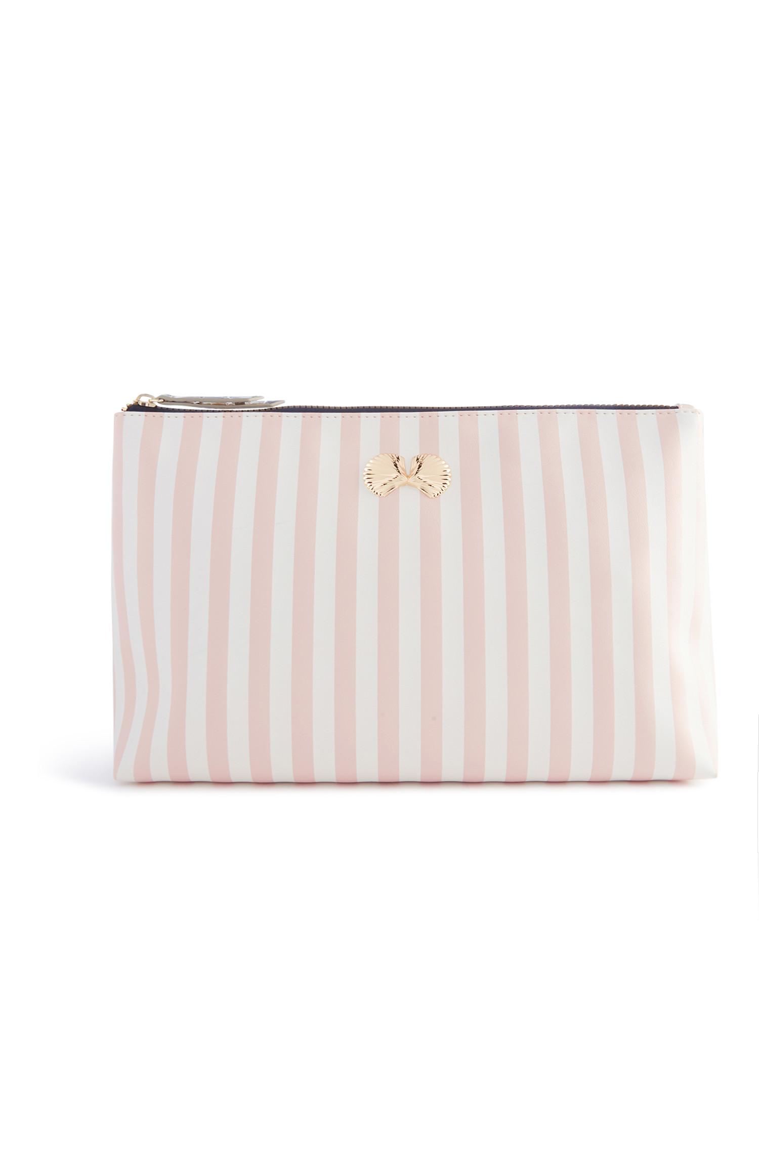 Bolsa maquilhagem riscas concha