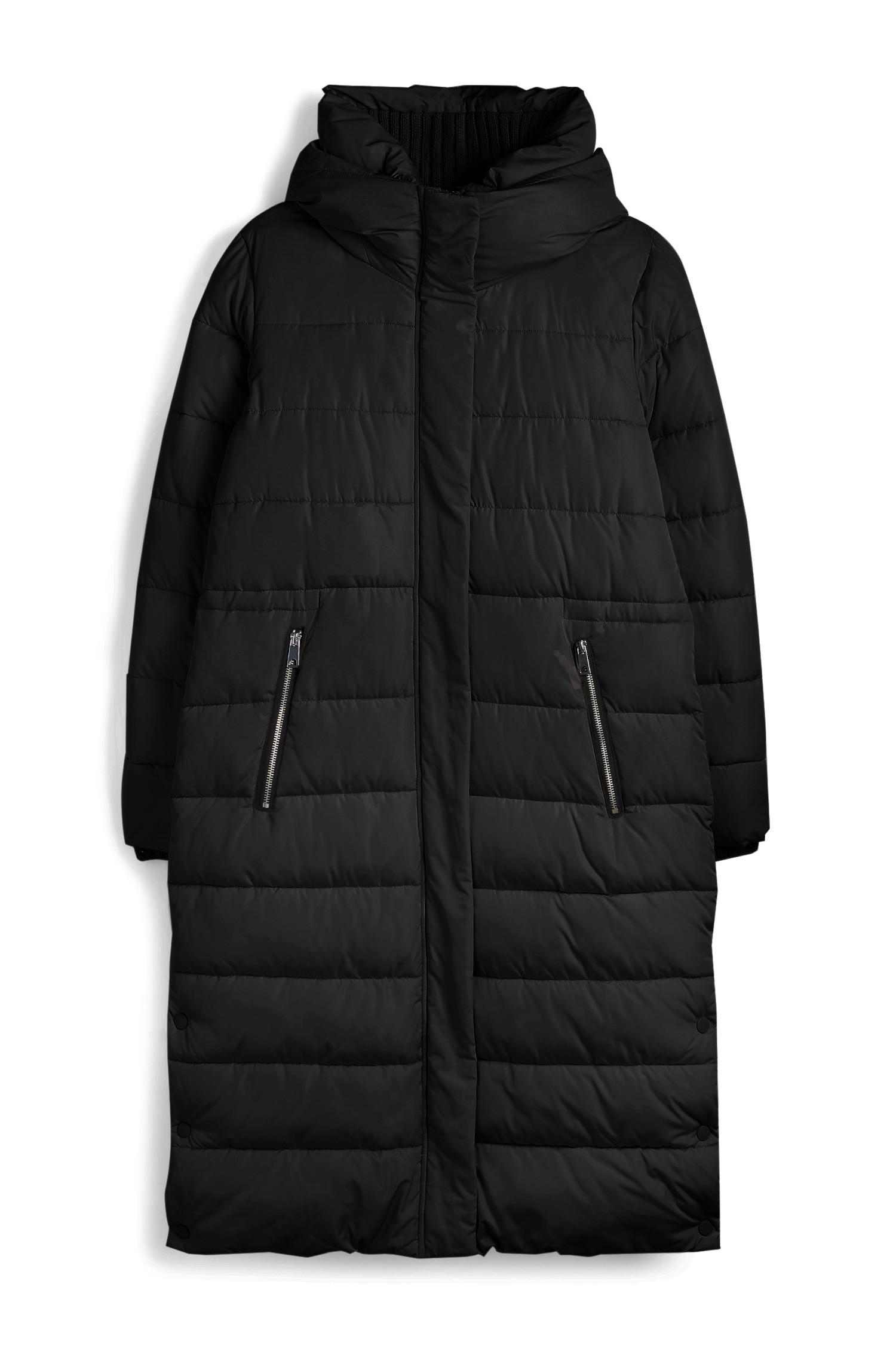 Casaco comprido gola malha preto