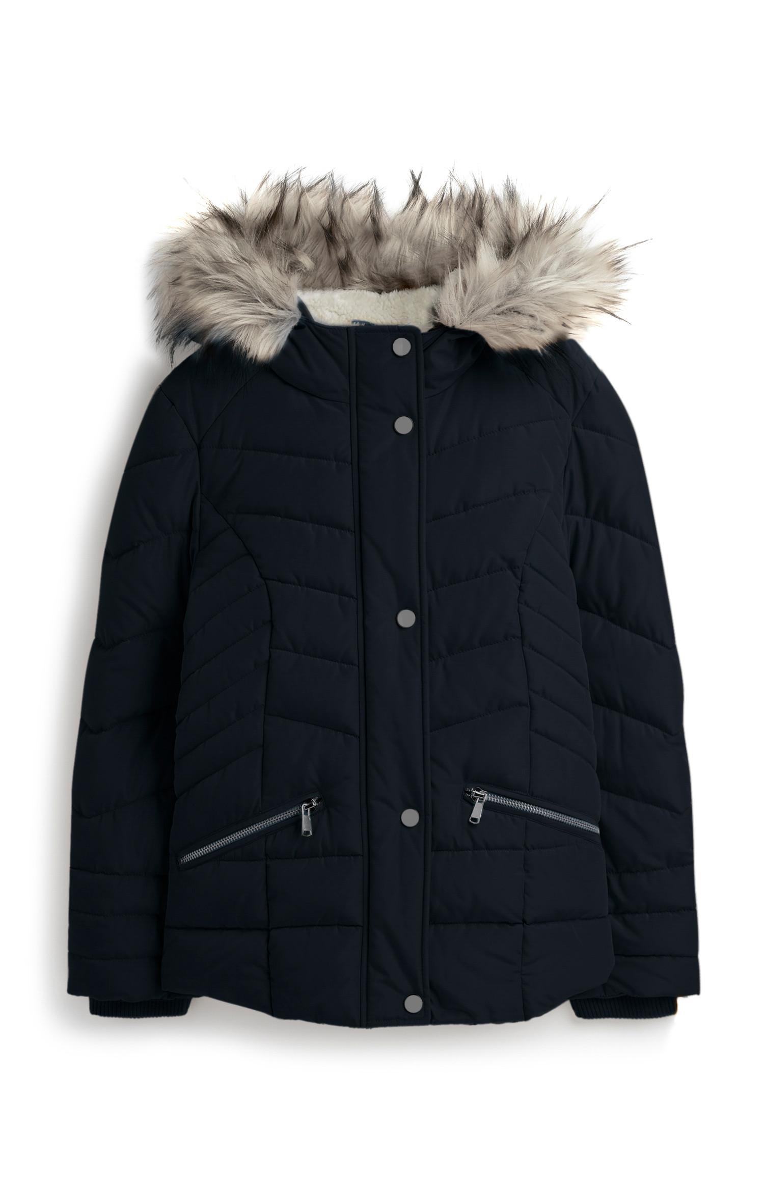 Mornarsko moder podložen plašč za starejša dekleta