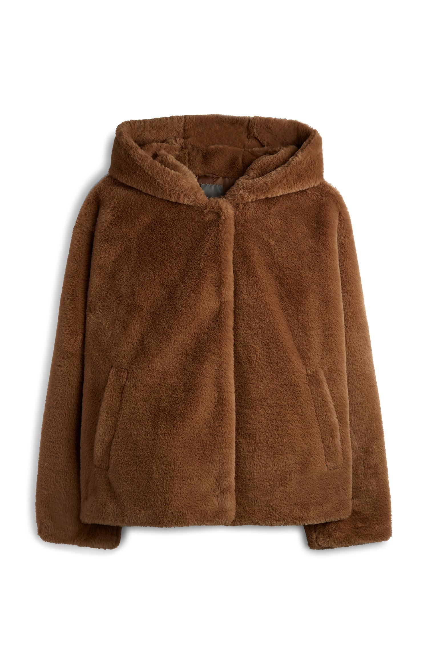 Casaco polar capuz castanho-claro
