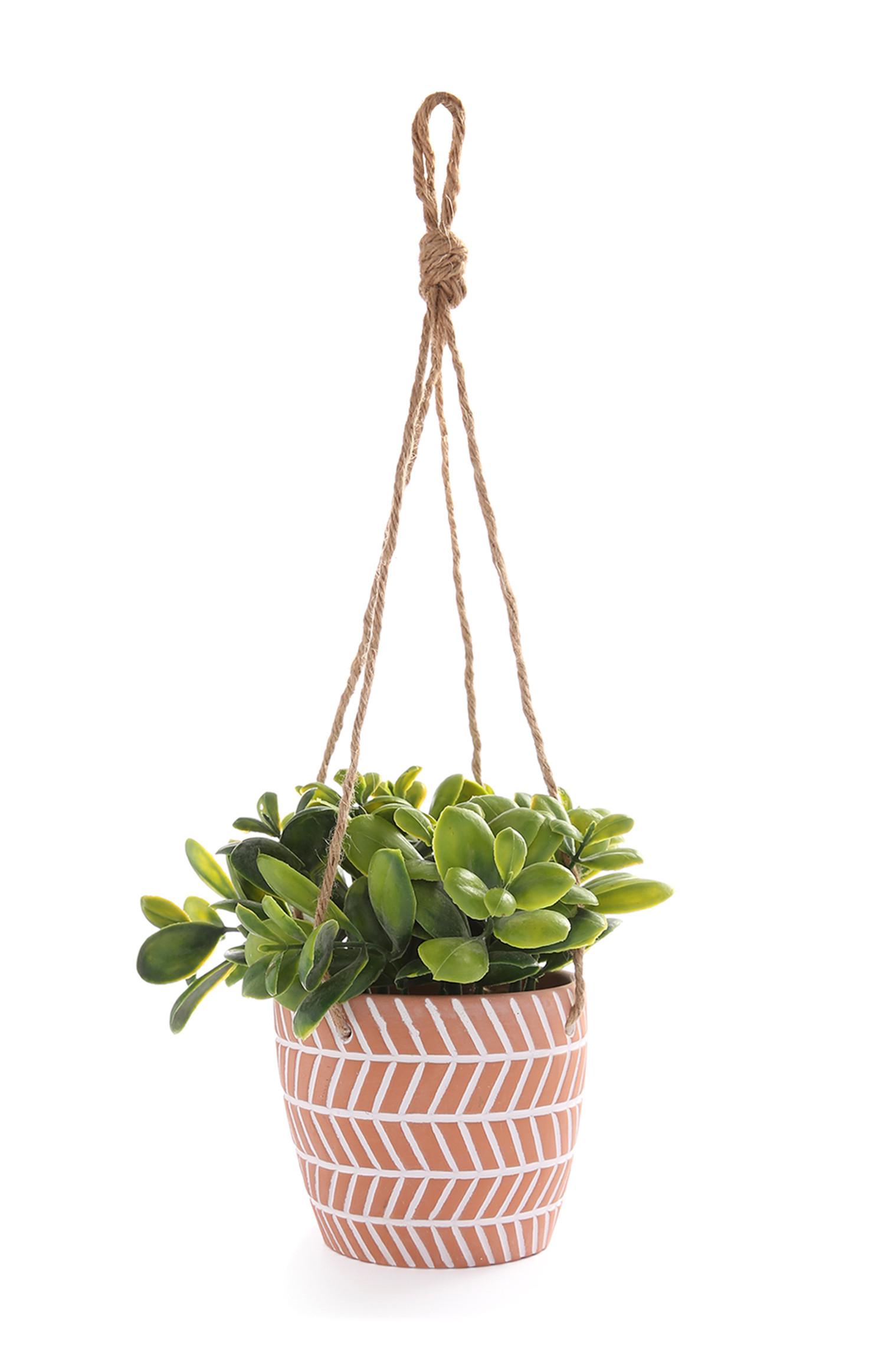 Viseča umetna rastlina v glinenem lončku