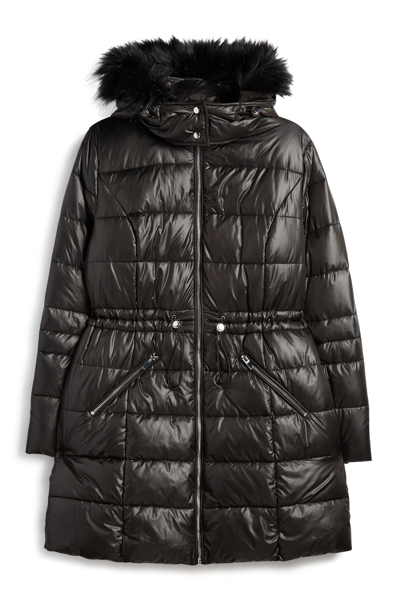 Casaco acolchoado brilho intenso preto