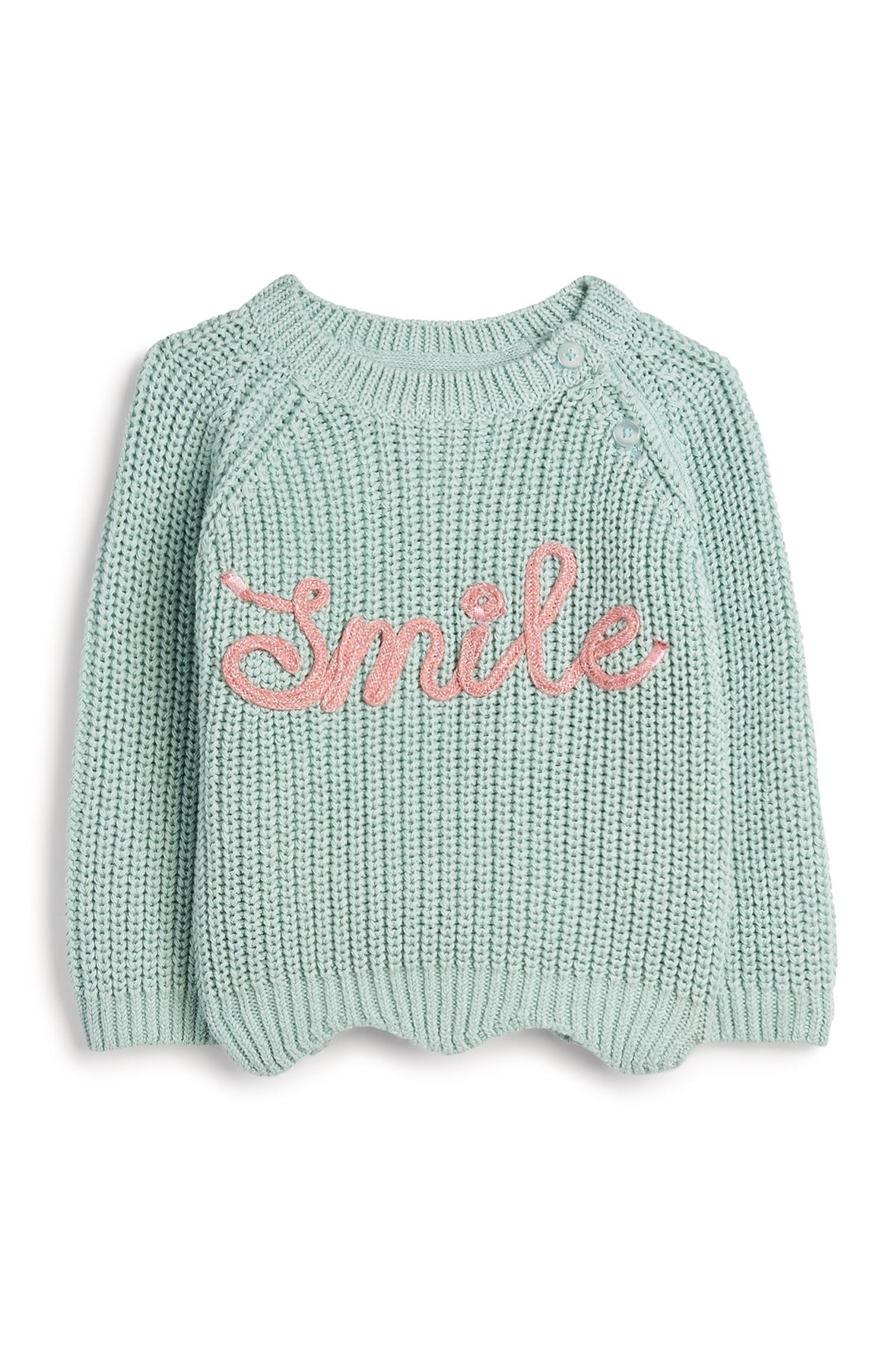 Jersey de punto verde azulado para bebé niña