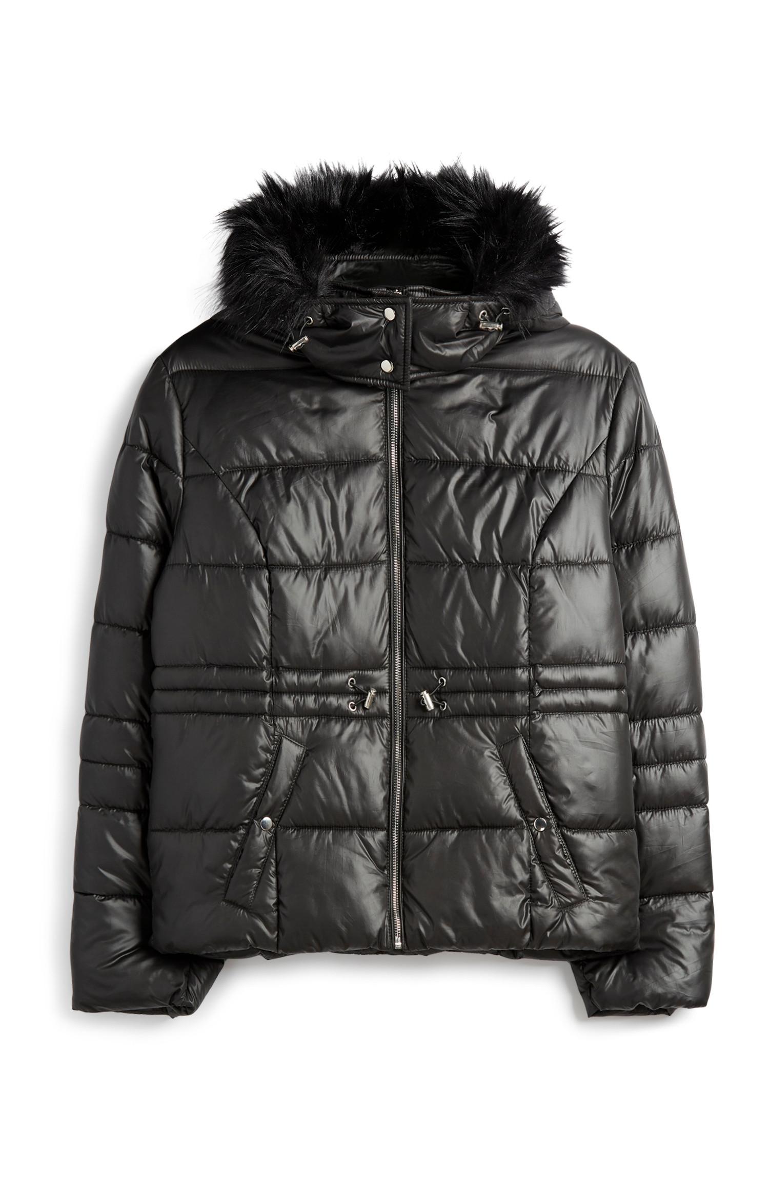 Casaco acolchoado brilho intenso preto