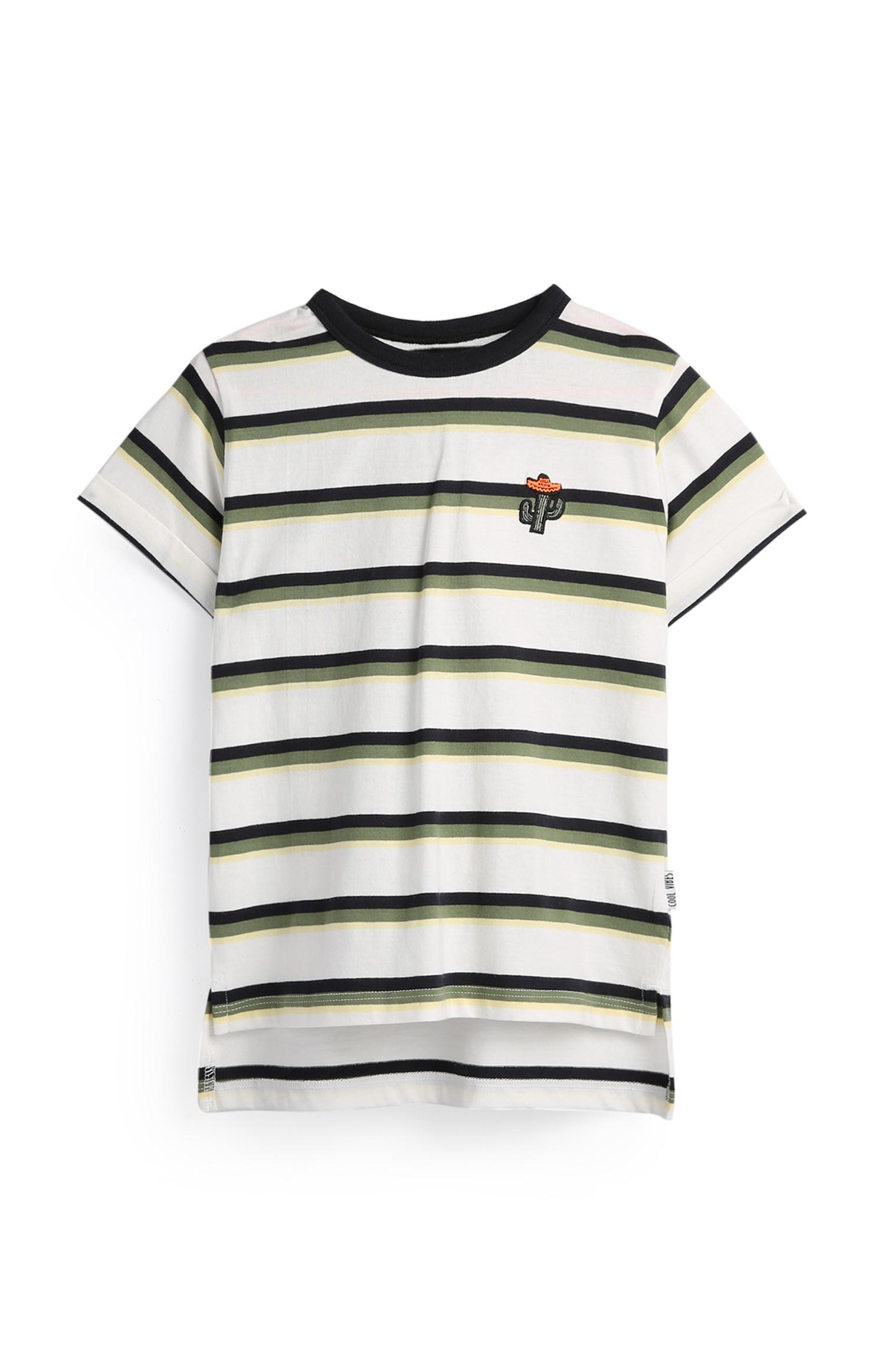 Črtasta majica s kaktusom za mlajše fante