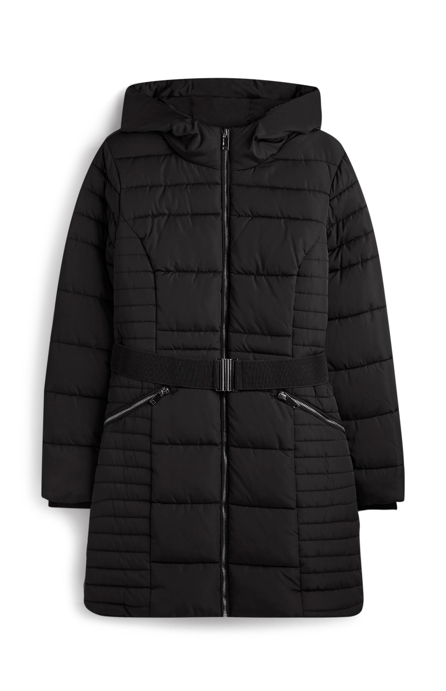 Casaco acolchoado cinto preto