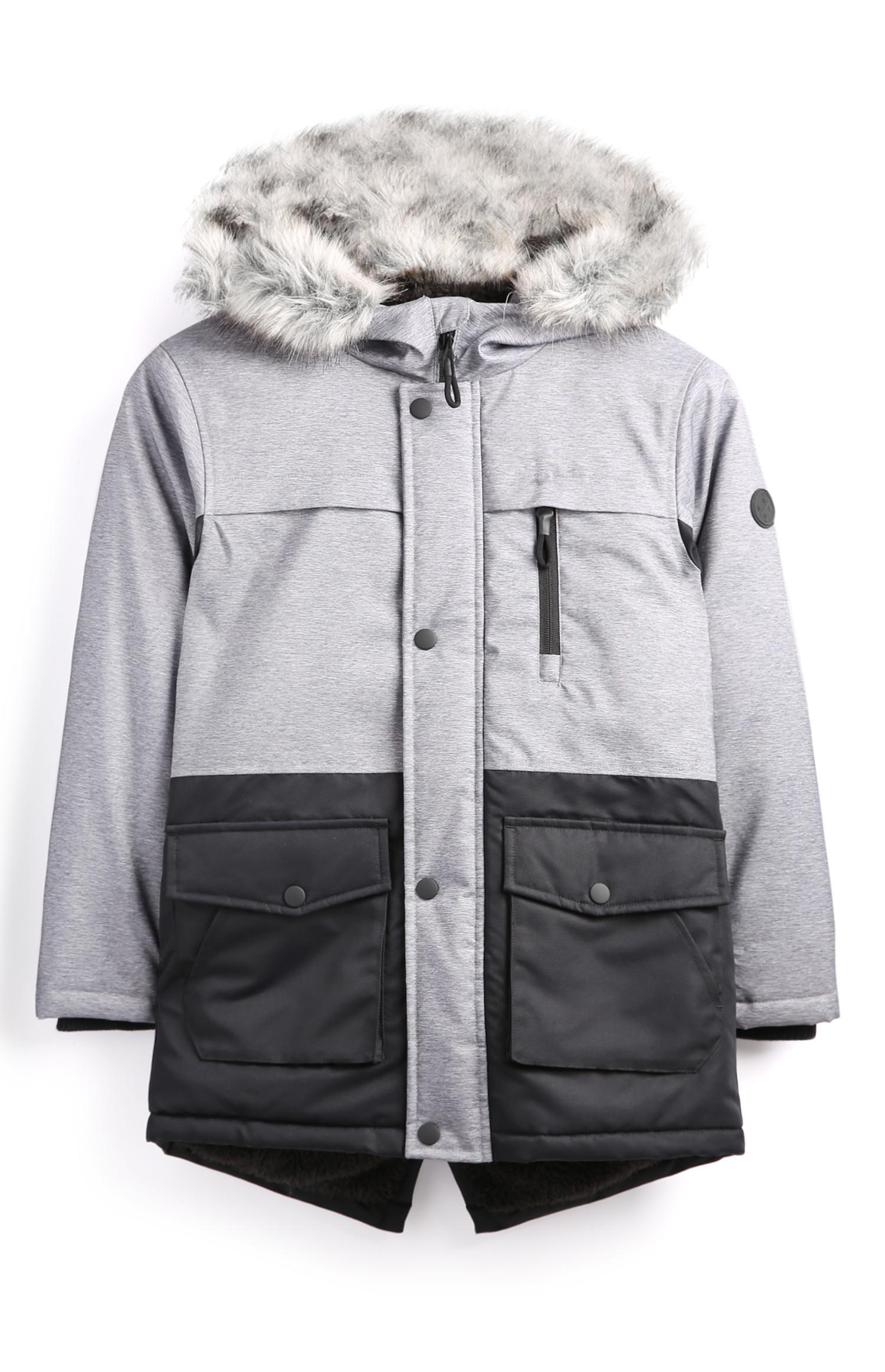Parka gris para niño mayor