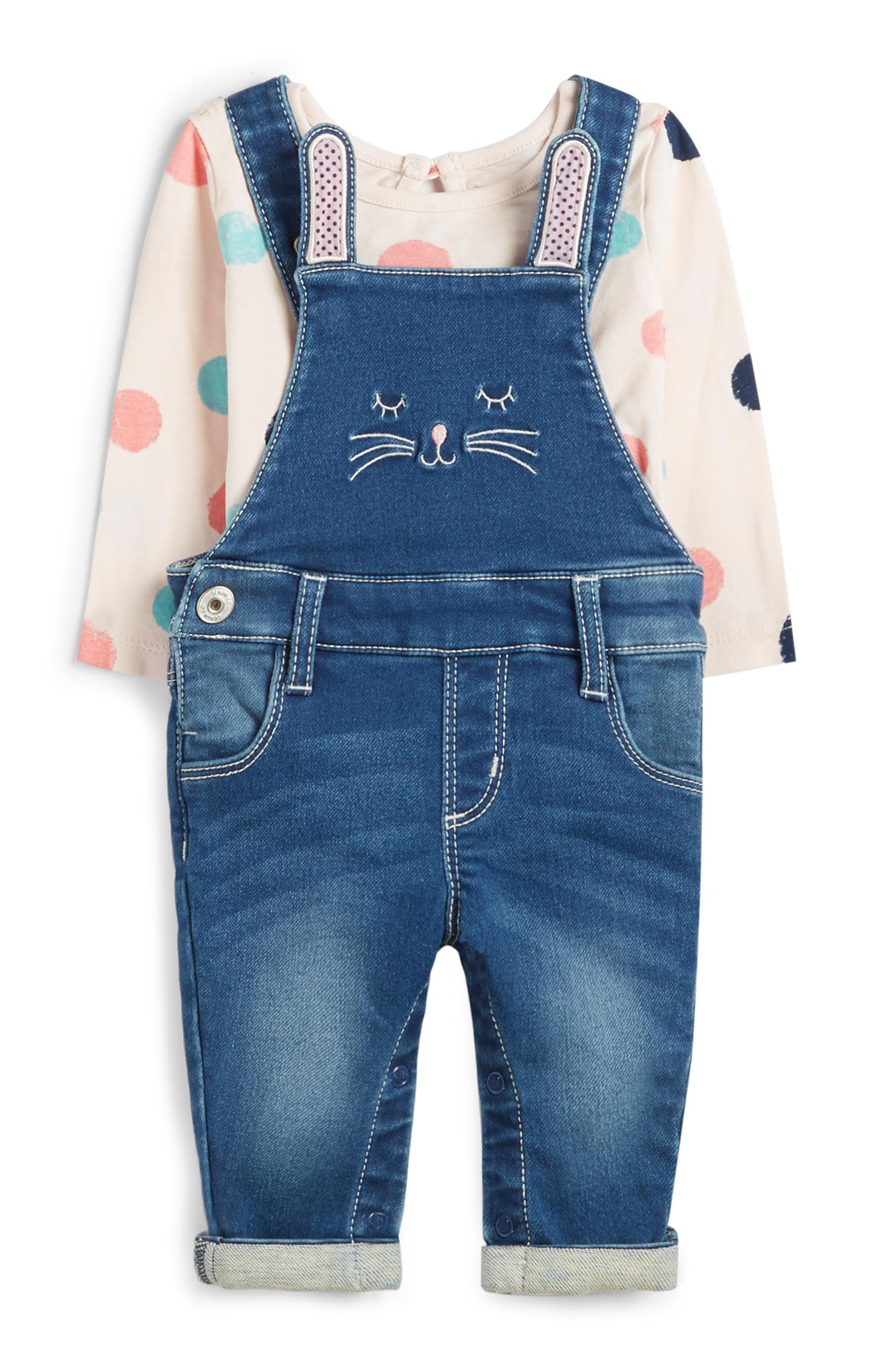 Dekliške hlače z naramnicami za dojenčke