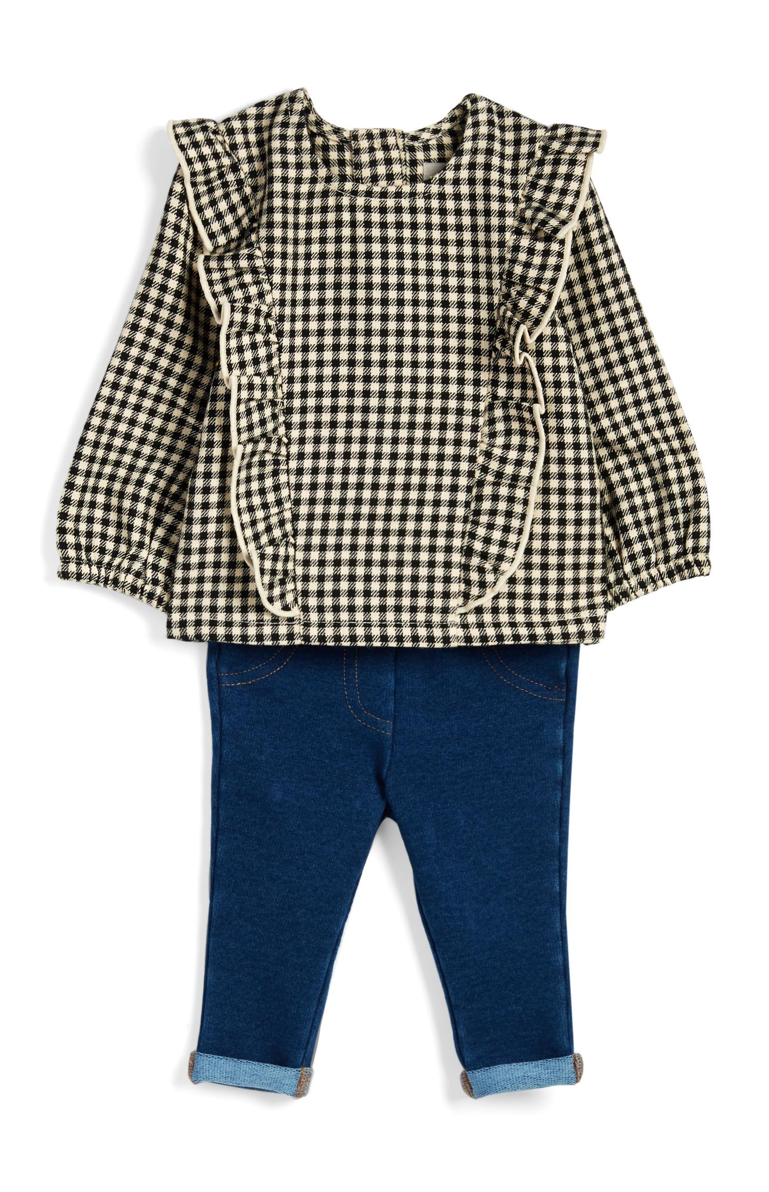 Blusa vichy y jeggings de bebé niña
