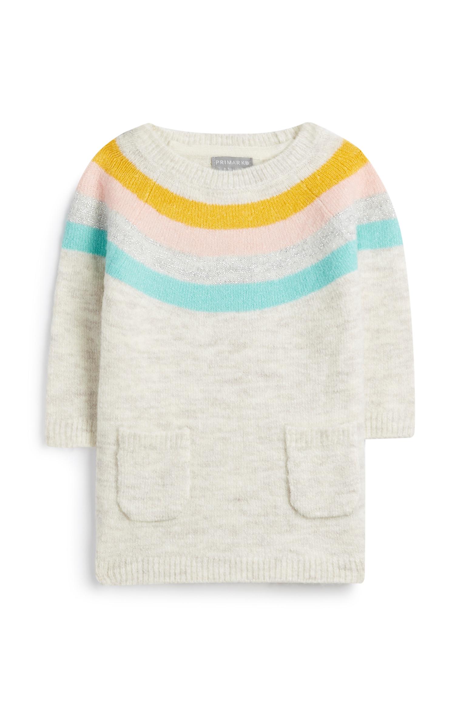 Vestido de punto con arcoíris para bebé niña