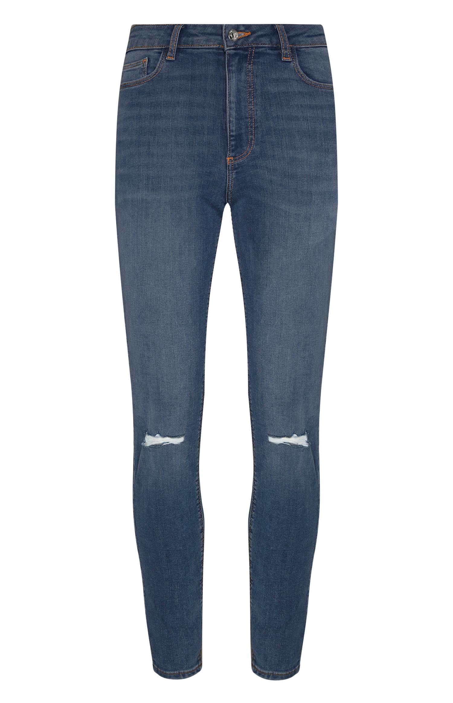 Calças ganga skinny rasgões azul-escuro