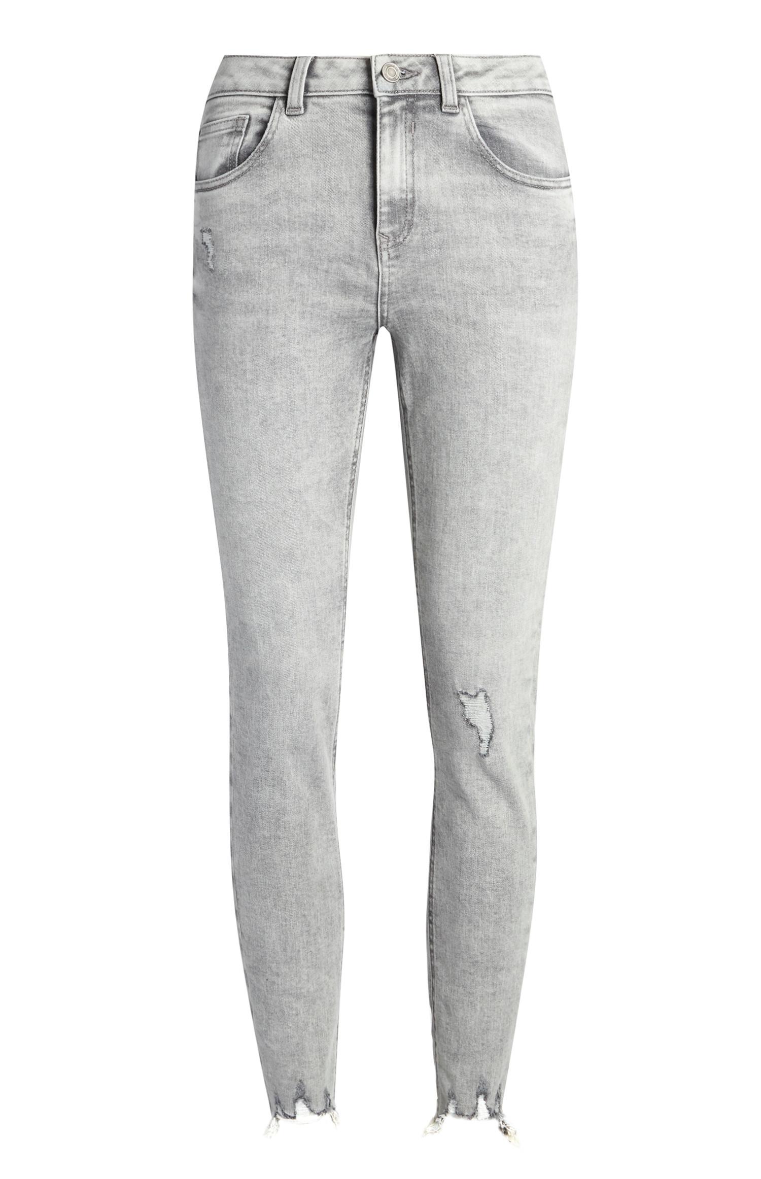 Jean gris effet vieilli longueur cheville