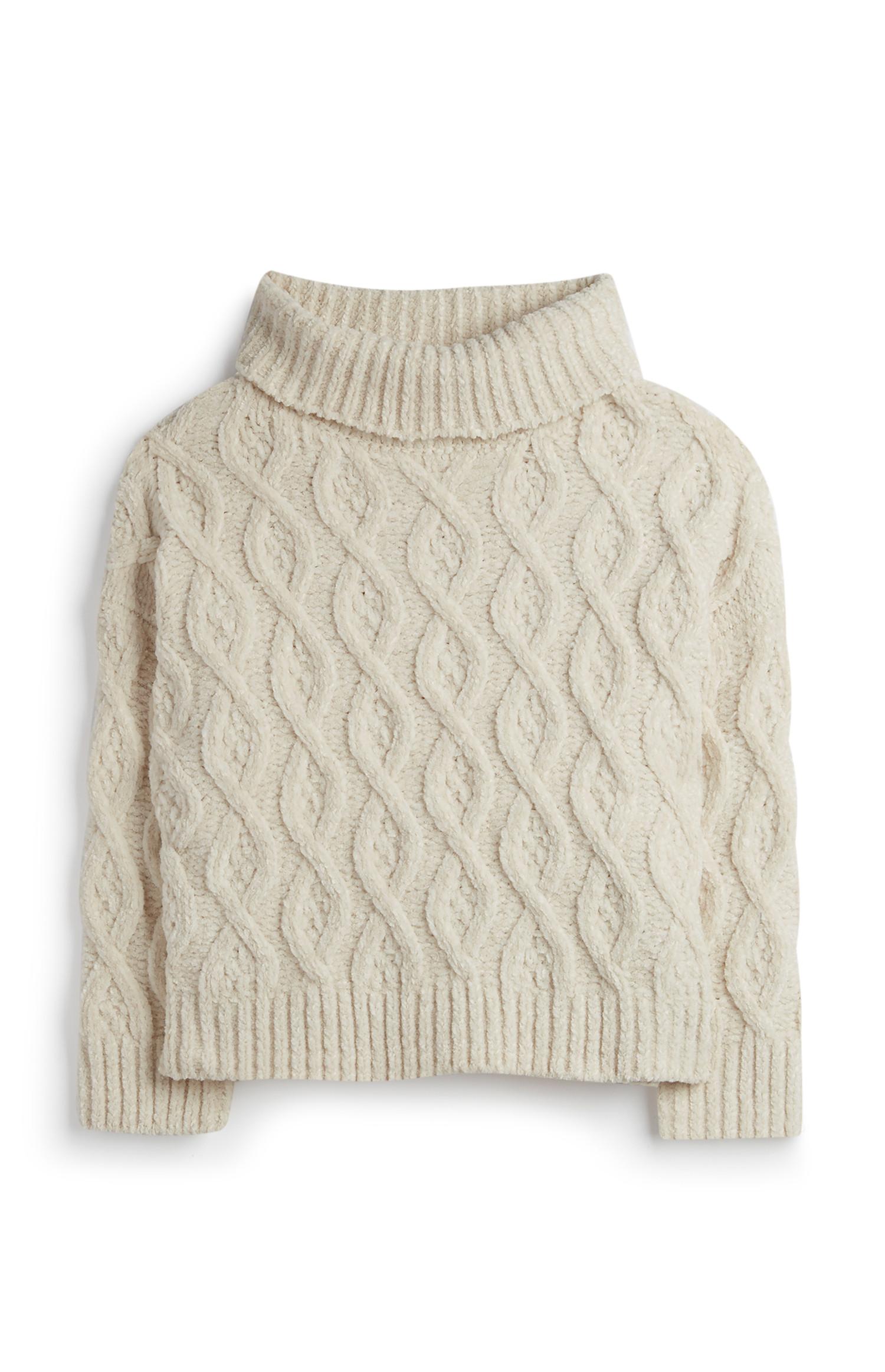 Jersey de punto trenzado de niña pequeña