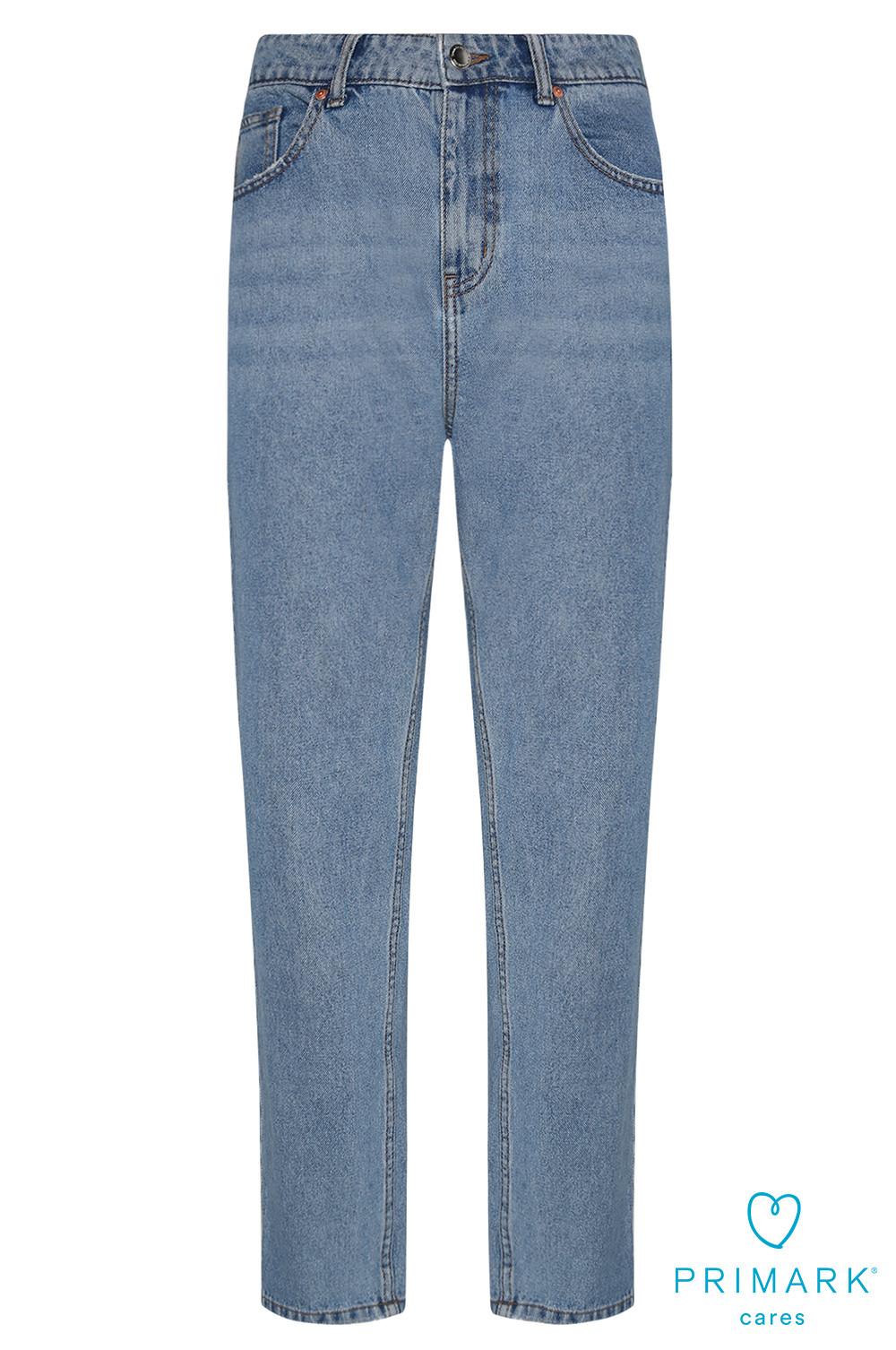 Calças ganga estilo Mom algodão sustentável azul-claro