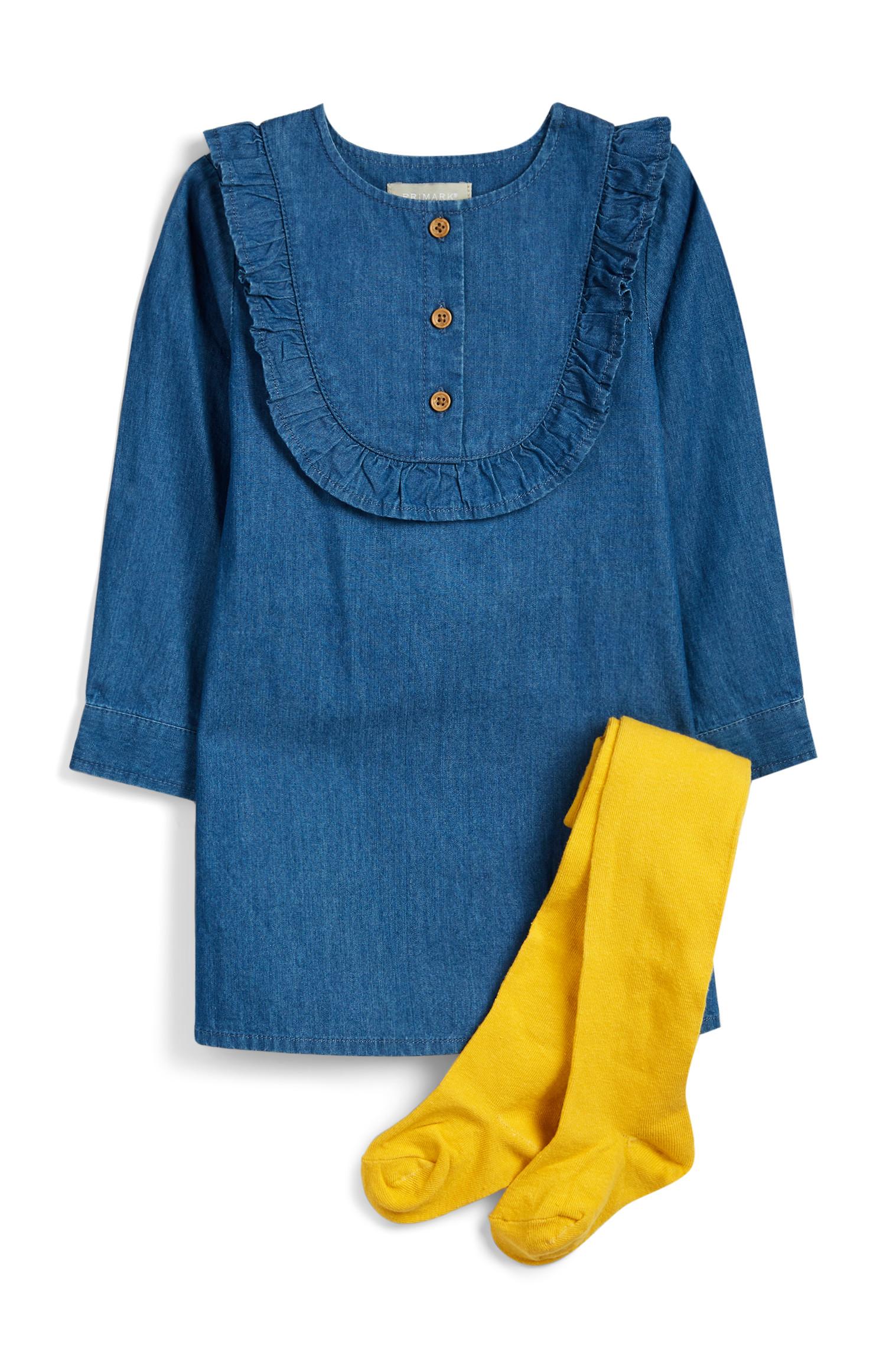 Vestido vaquero y medias para bebé niña