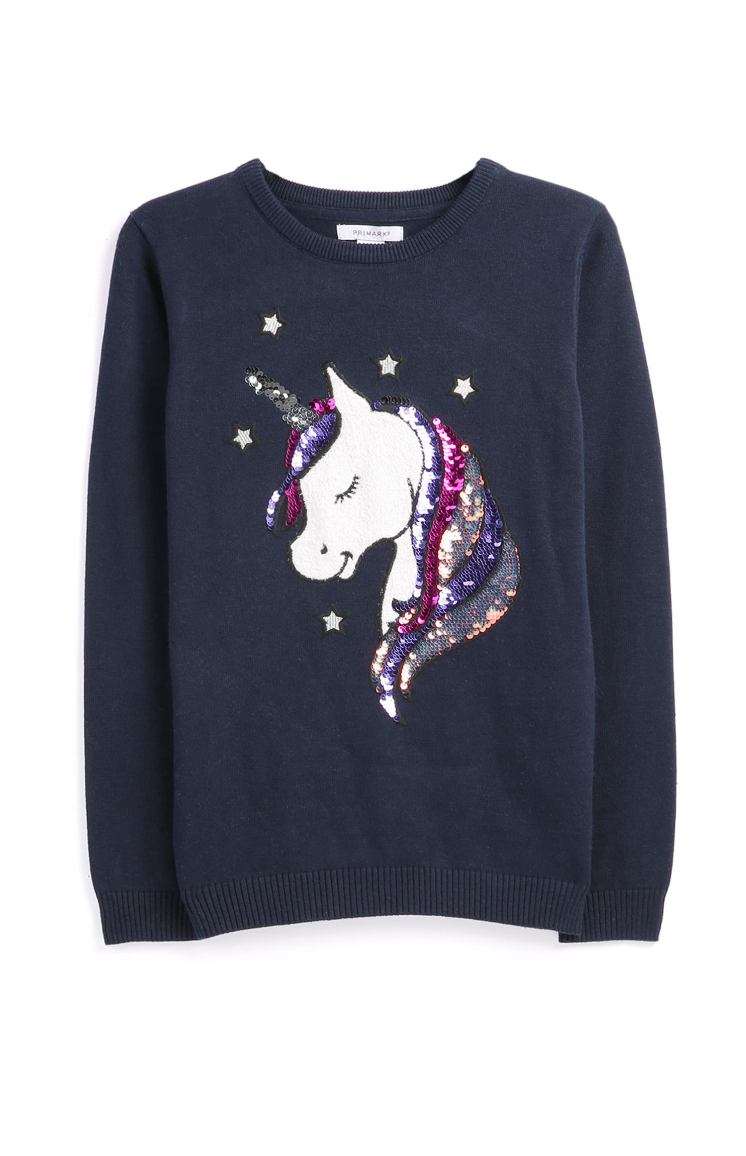 Jersey con unicornio y lentejuelas para niña mayor