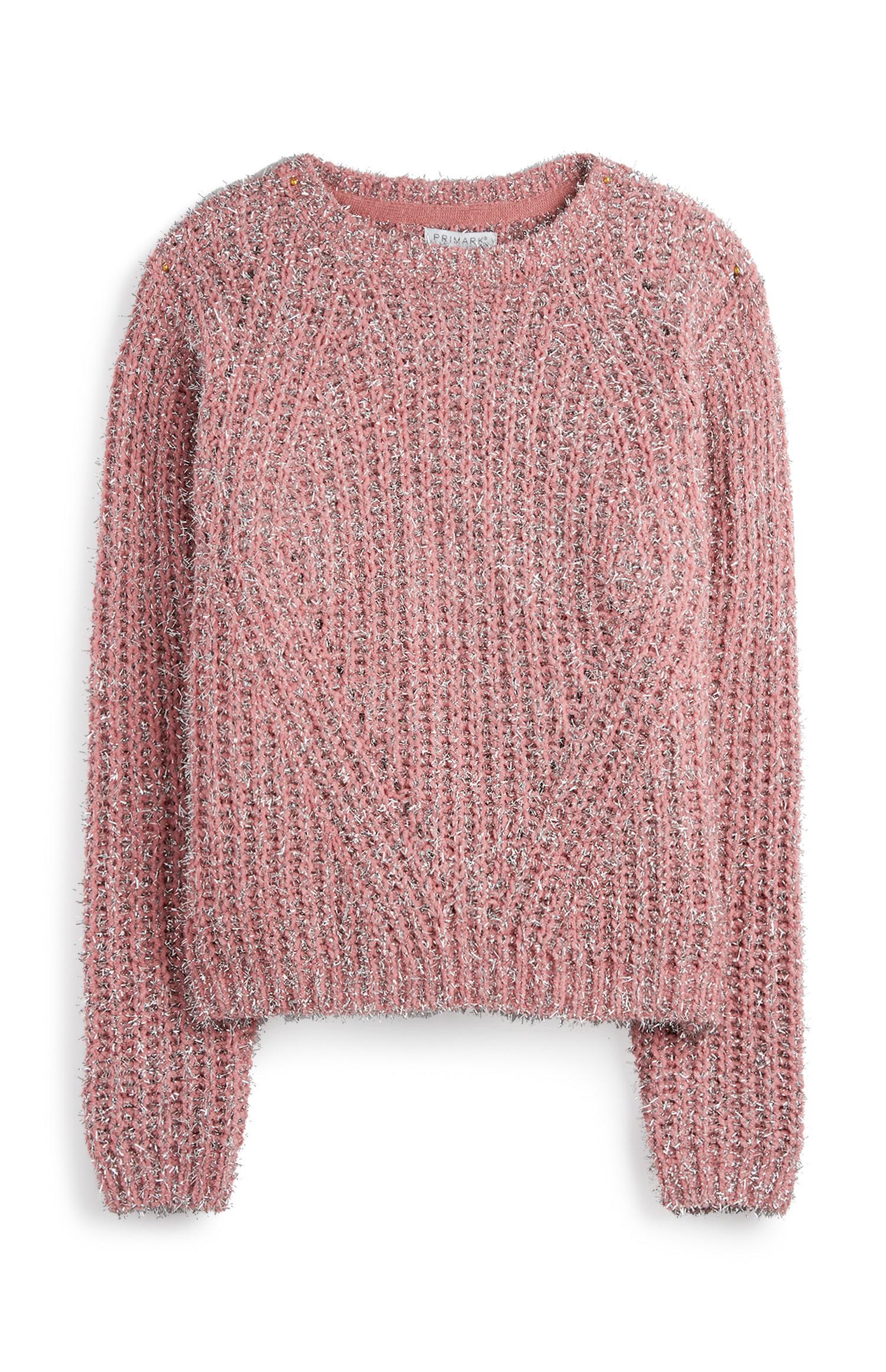 Jersey rosa con espumillón para niña mayor