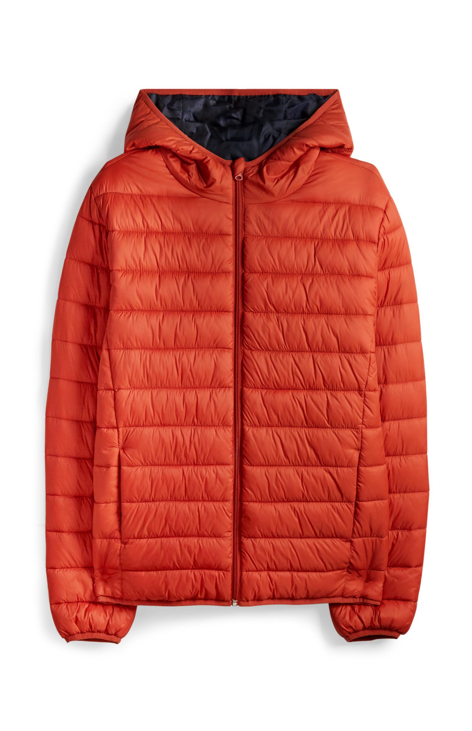 Casaco acolchoado capuz laranja
