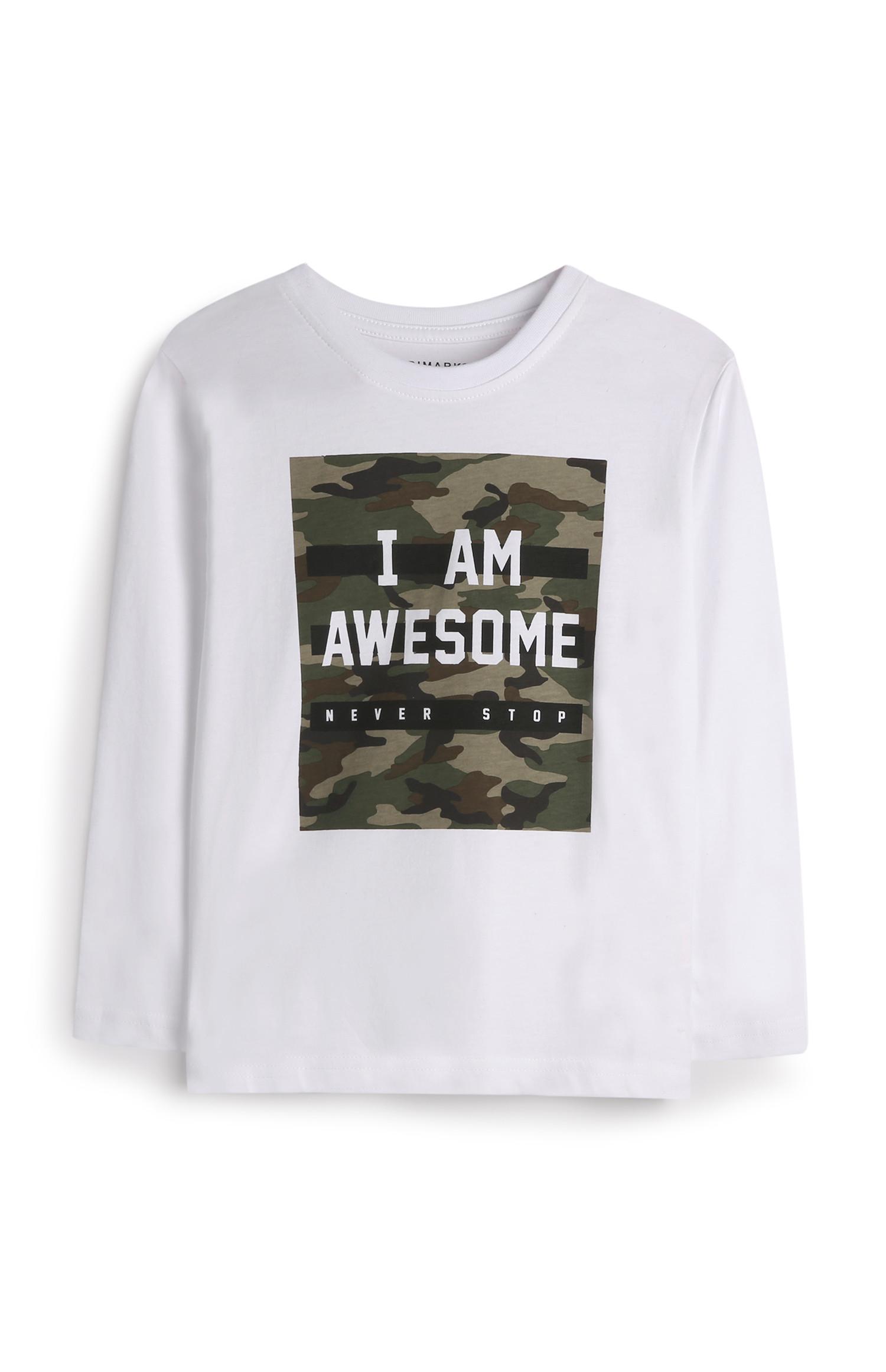 Camiseta blanca de camuflaje para niño pequeño