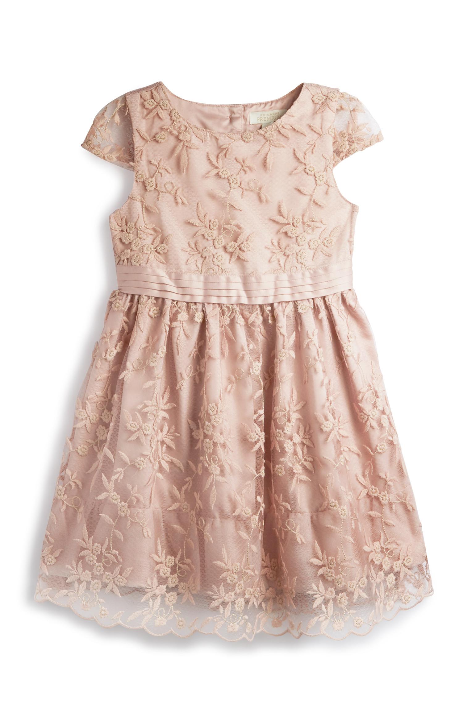 Vestido rosa de encaje para niña pequeña