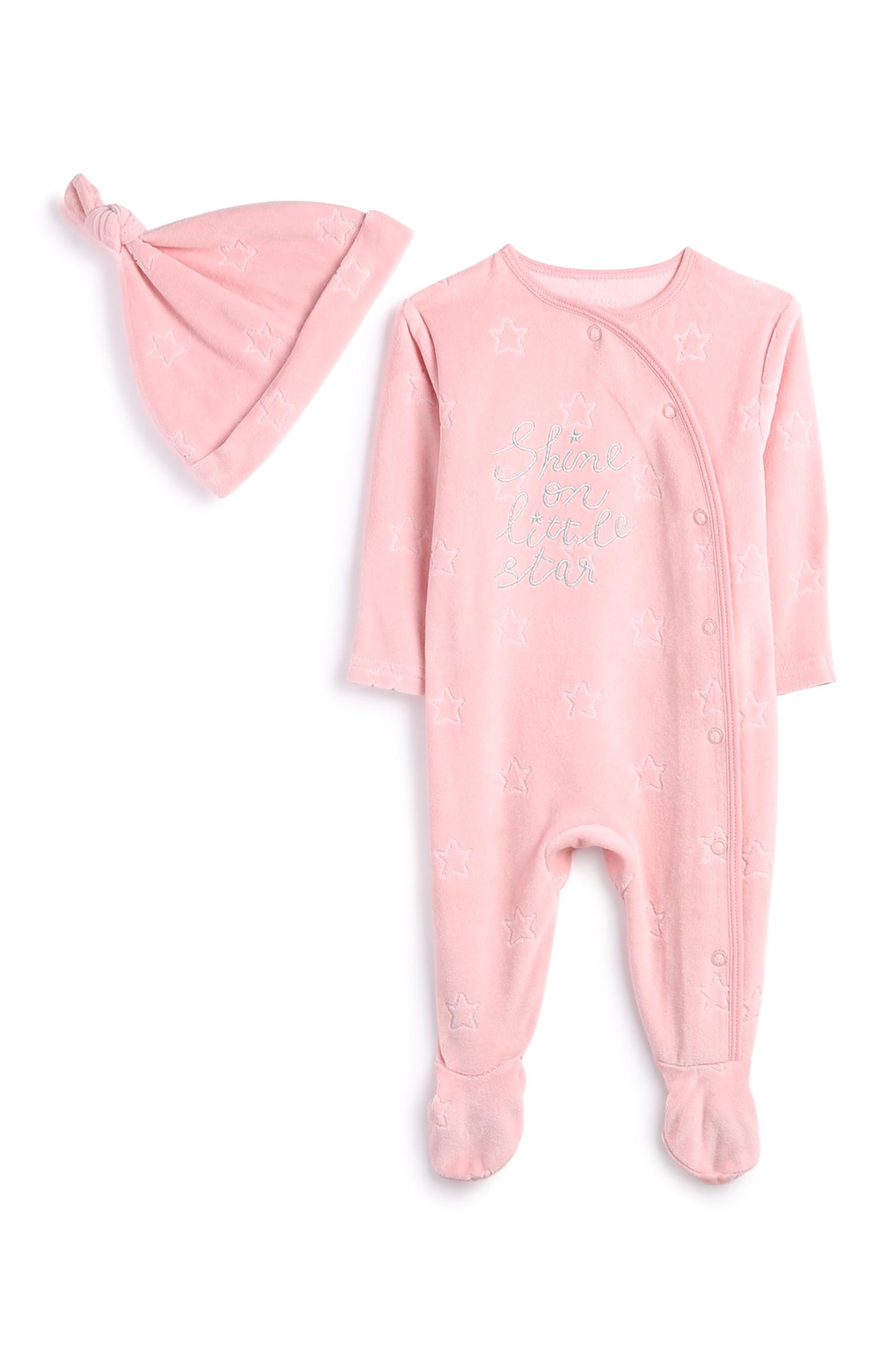 Conjunto de 2 piezas de terciopelo rosa para recién nacida