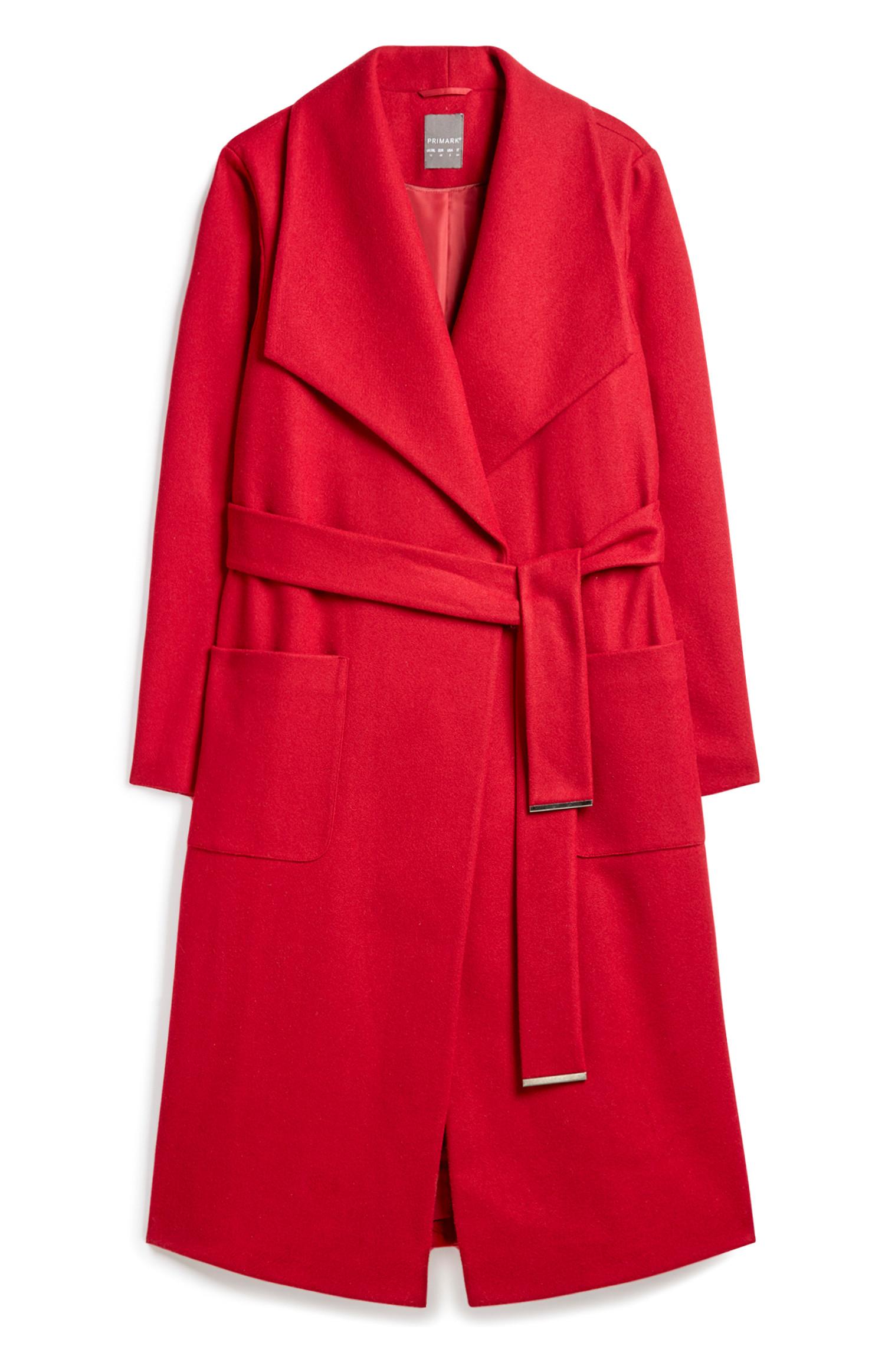 Casaco cruzado cinto vermelho