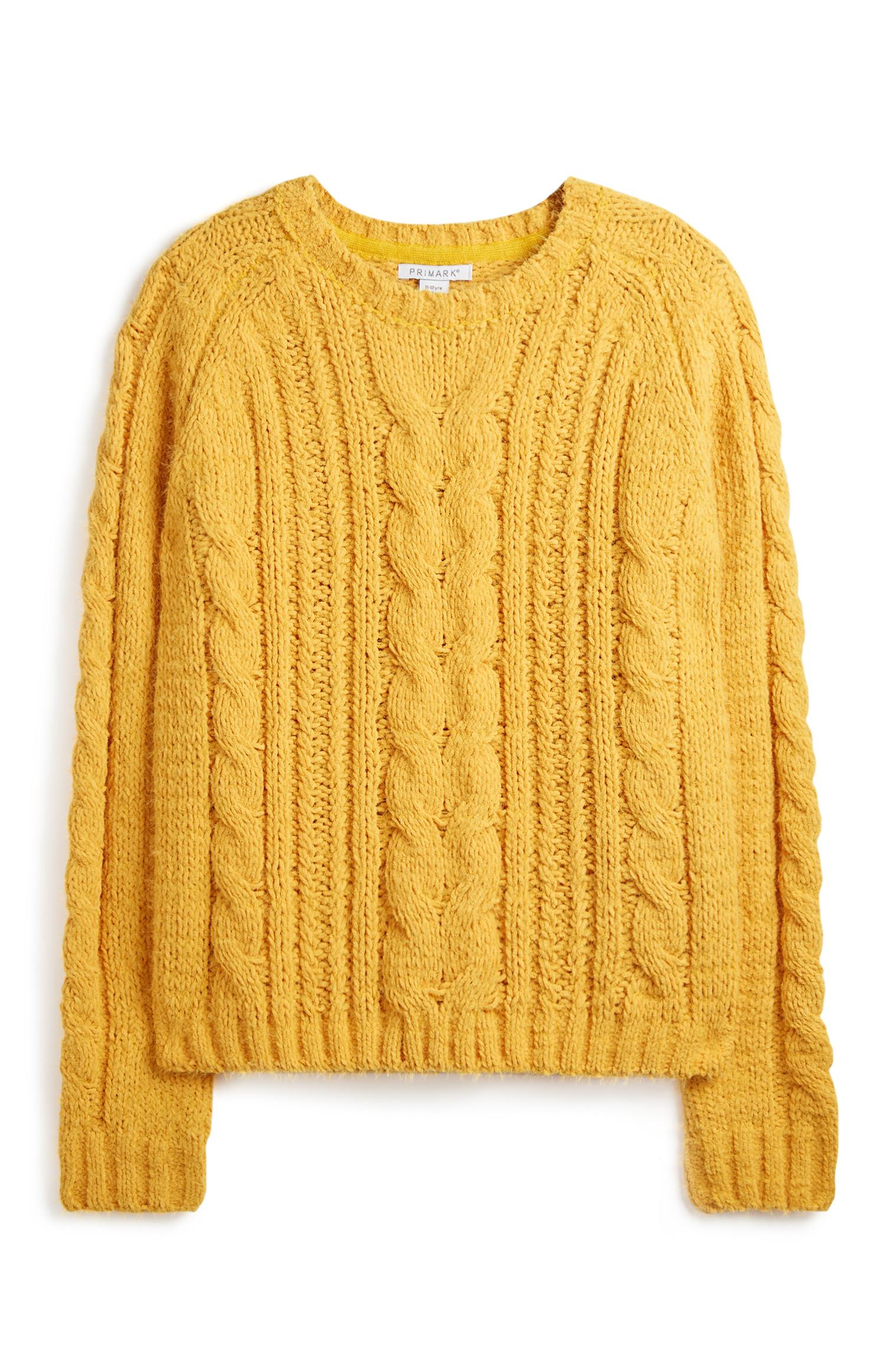 Jersey de punto de ochos amarillo mostaza