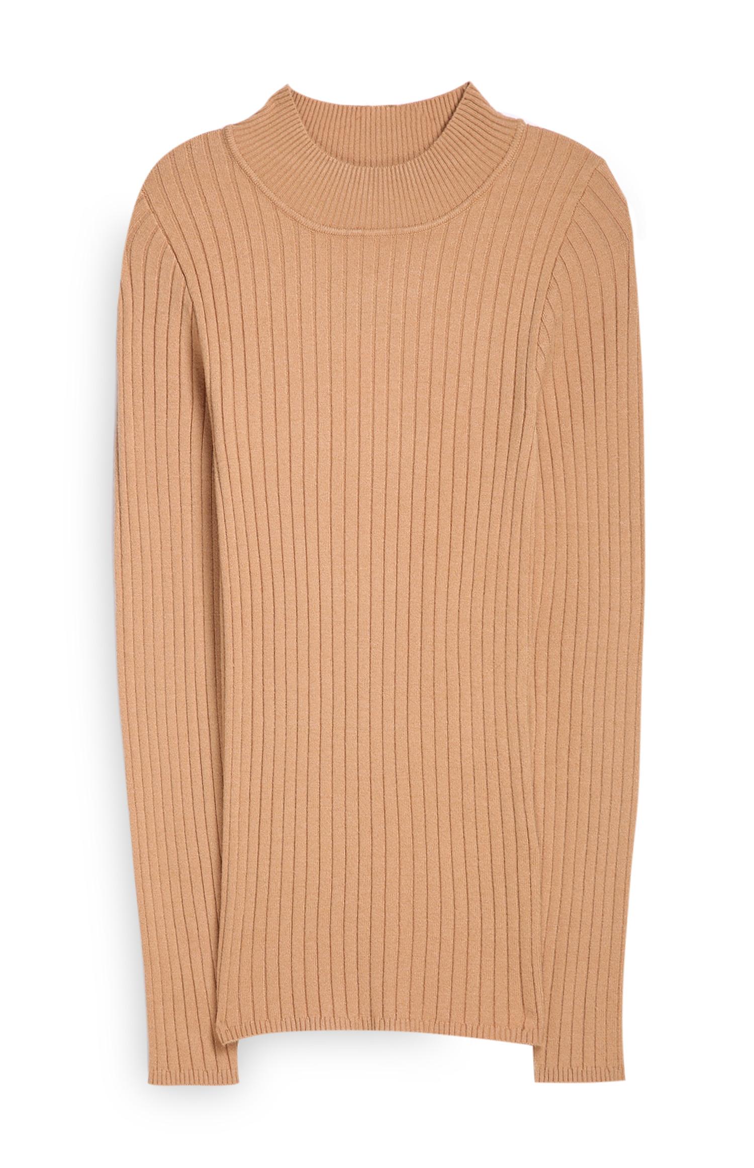 Camisola gola subida castanho