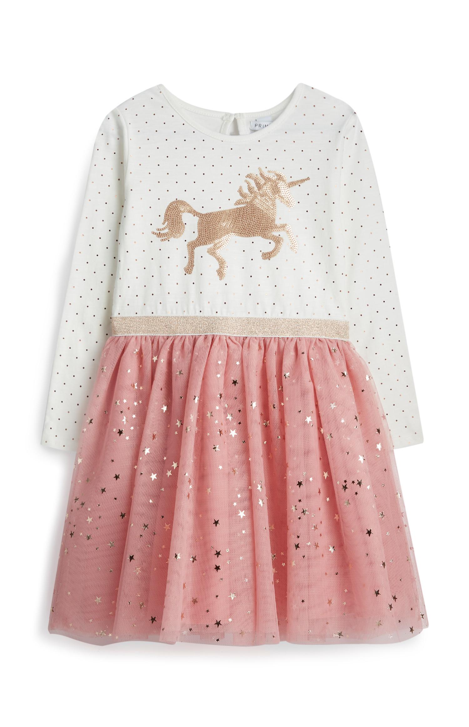 Vestido con unicornios para niña pequeña