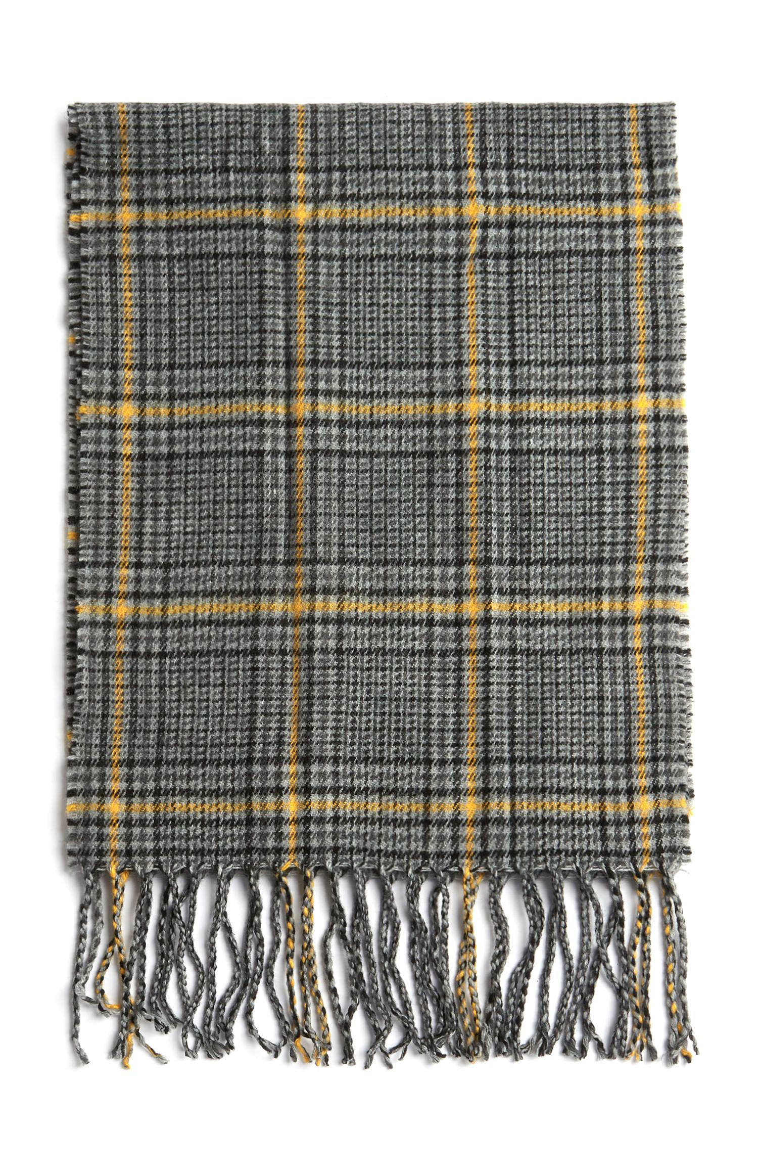 Cachecol franjas xadrez cinzento/amarelo