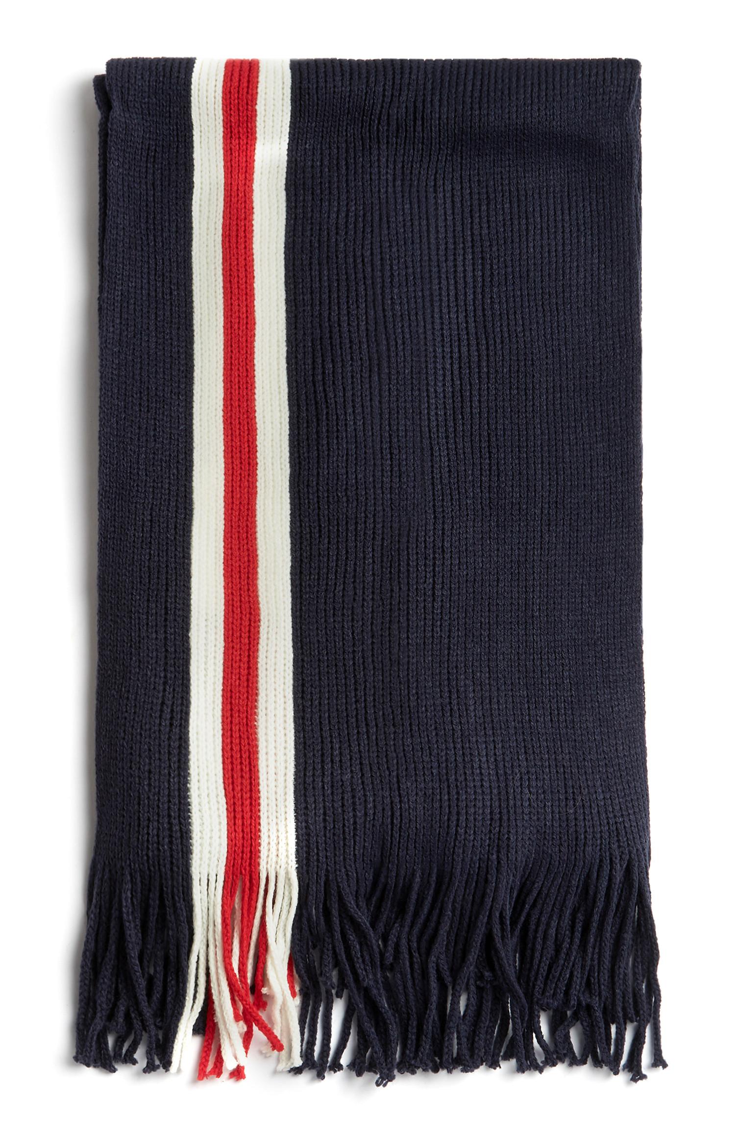 Cachecol franjas riscas branco/vermelho azul-marinho