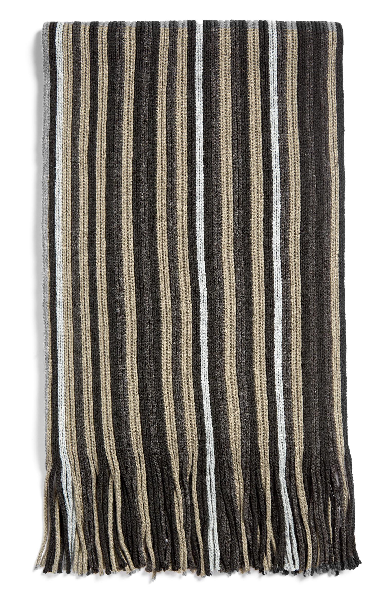 Cachecol franjas riscas preto/castanho