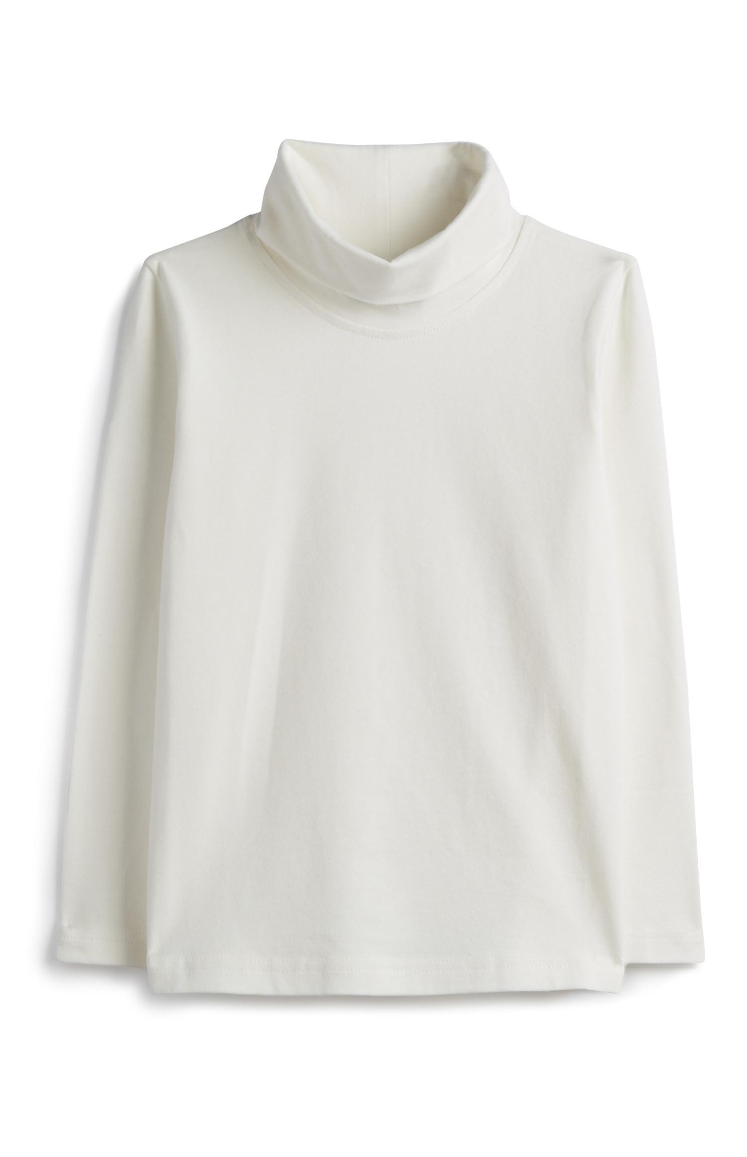 Camiseta de cuello alto color crema niña pequeña