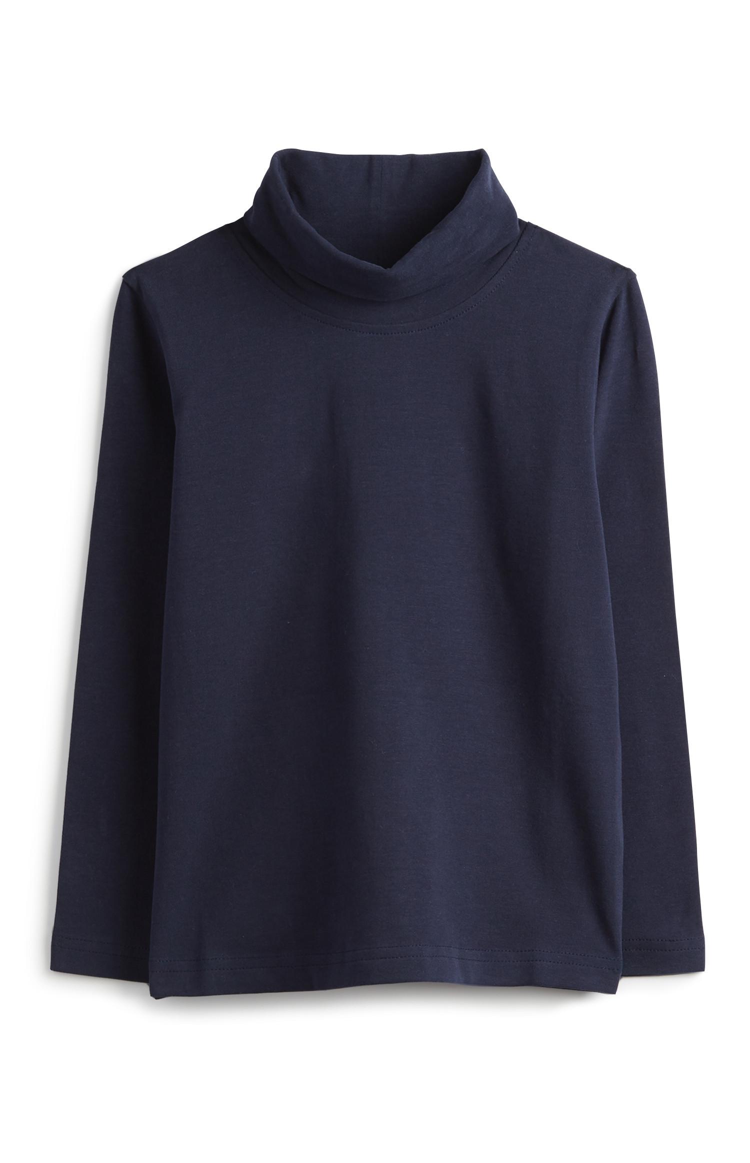 Camiseta de cuello alto azul marino para niña pequeña