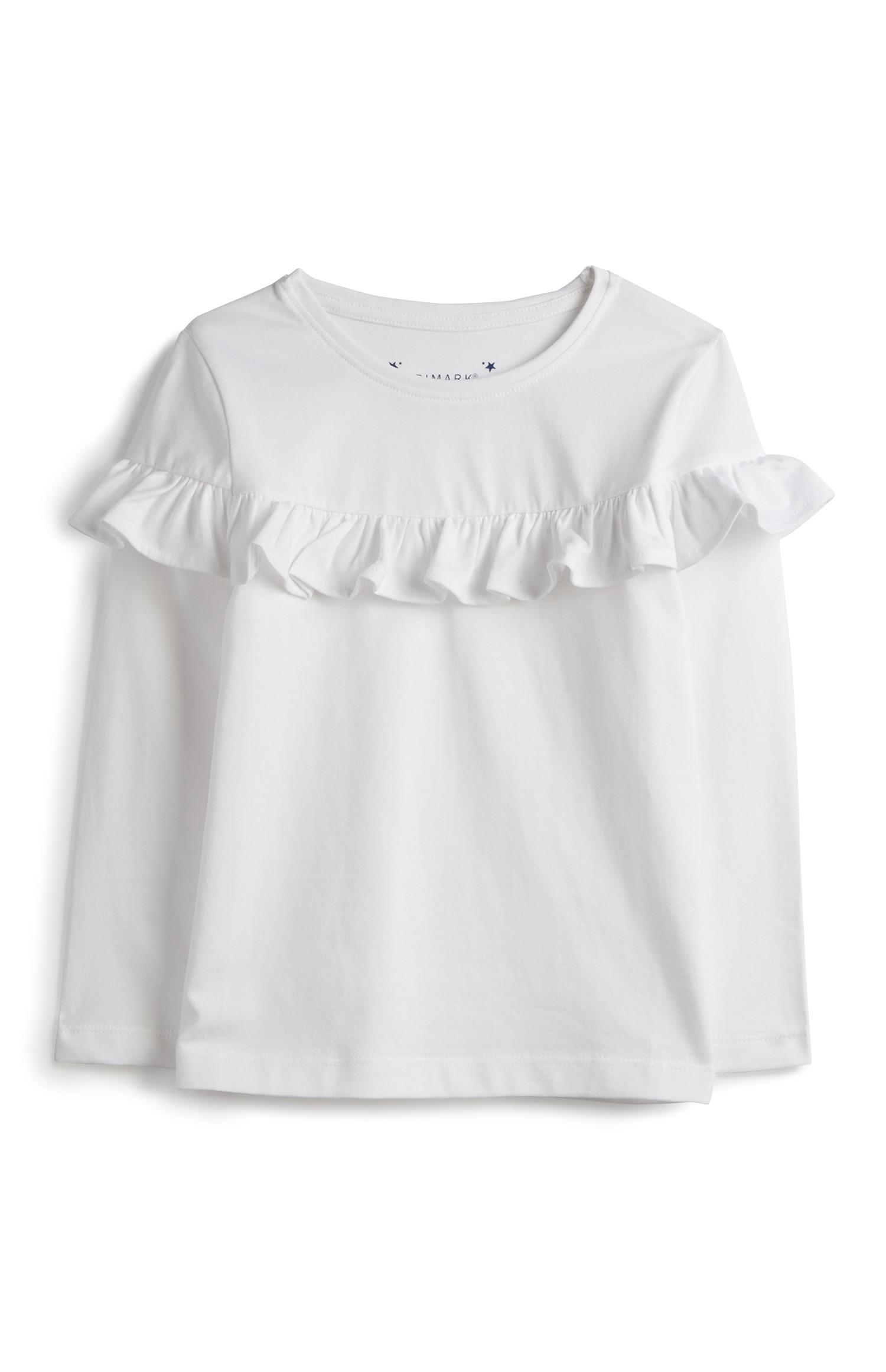 Camiseta blanca de volantes niña pequeña