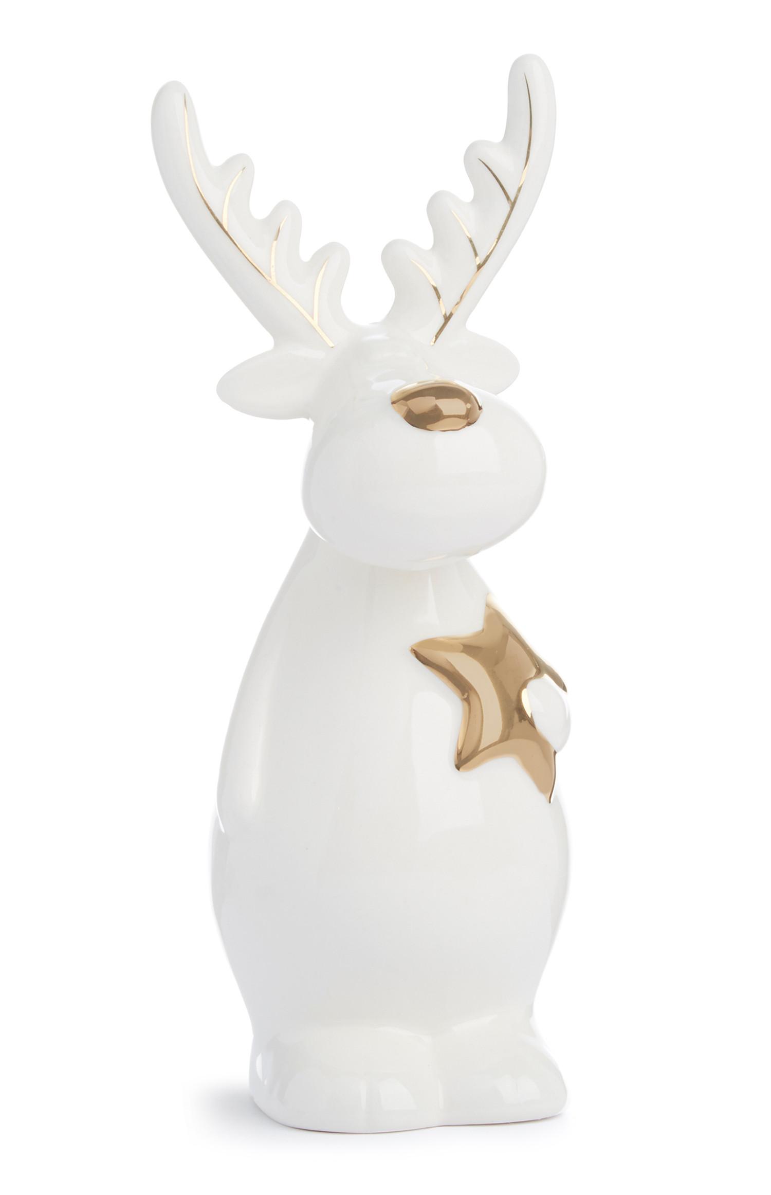 Alce de Navidad grande de cerámica