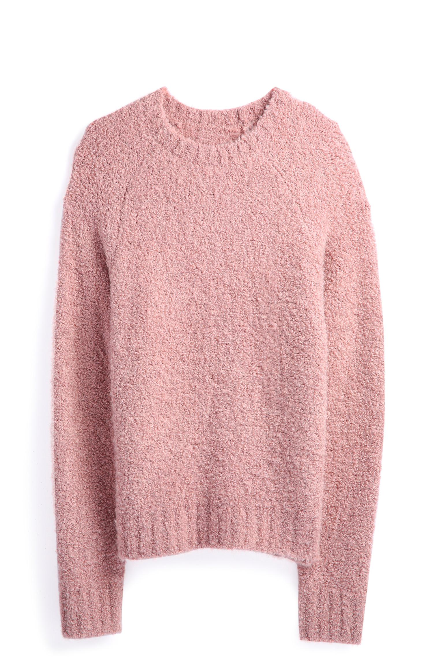 Camisola gola redonda rosa-pálido