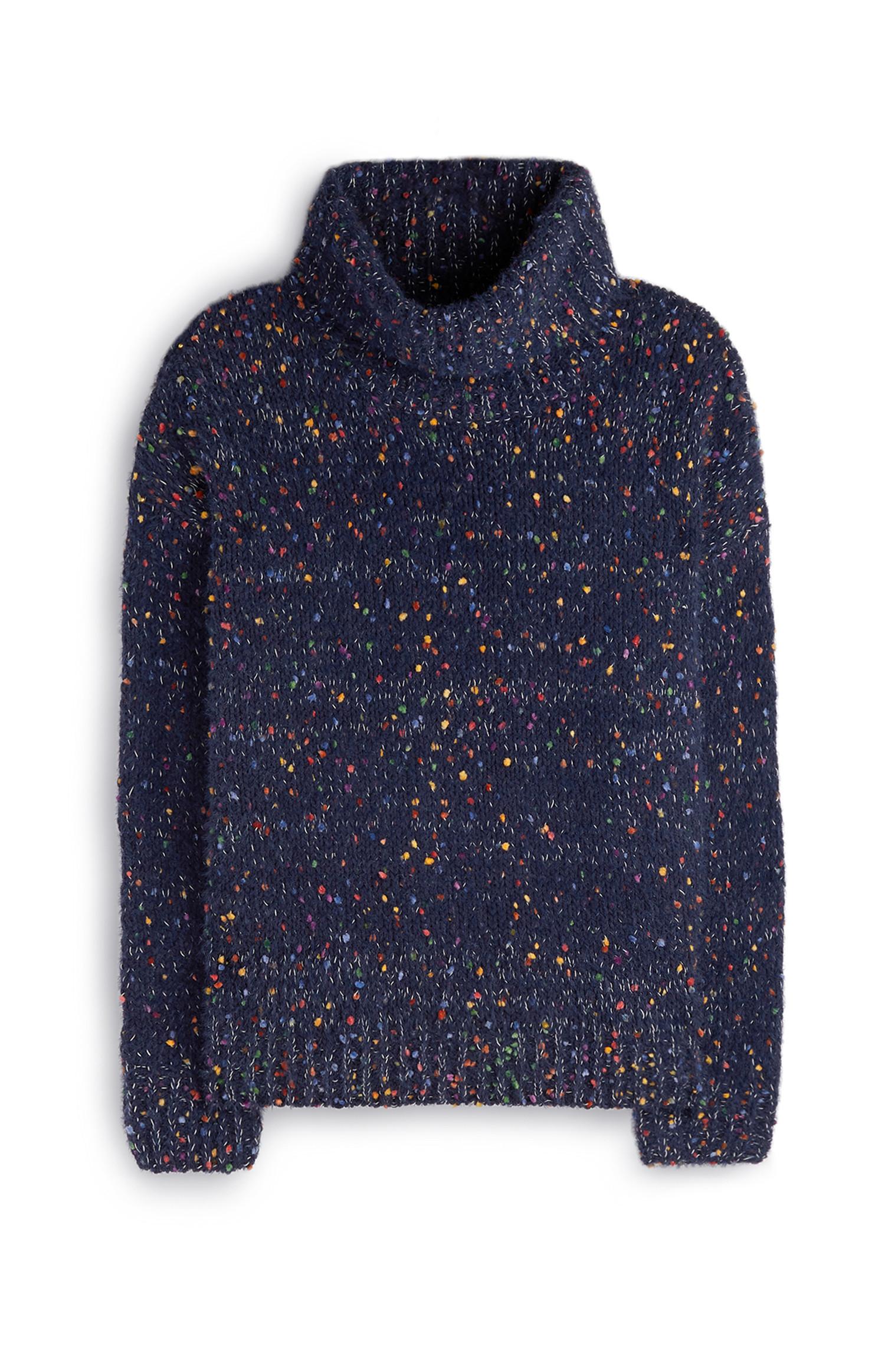 Camisola malha mista azul-marinho