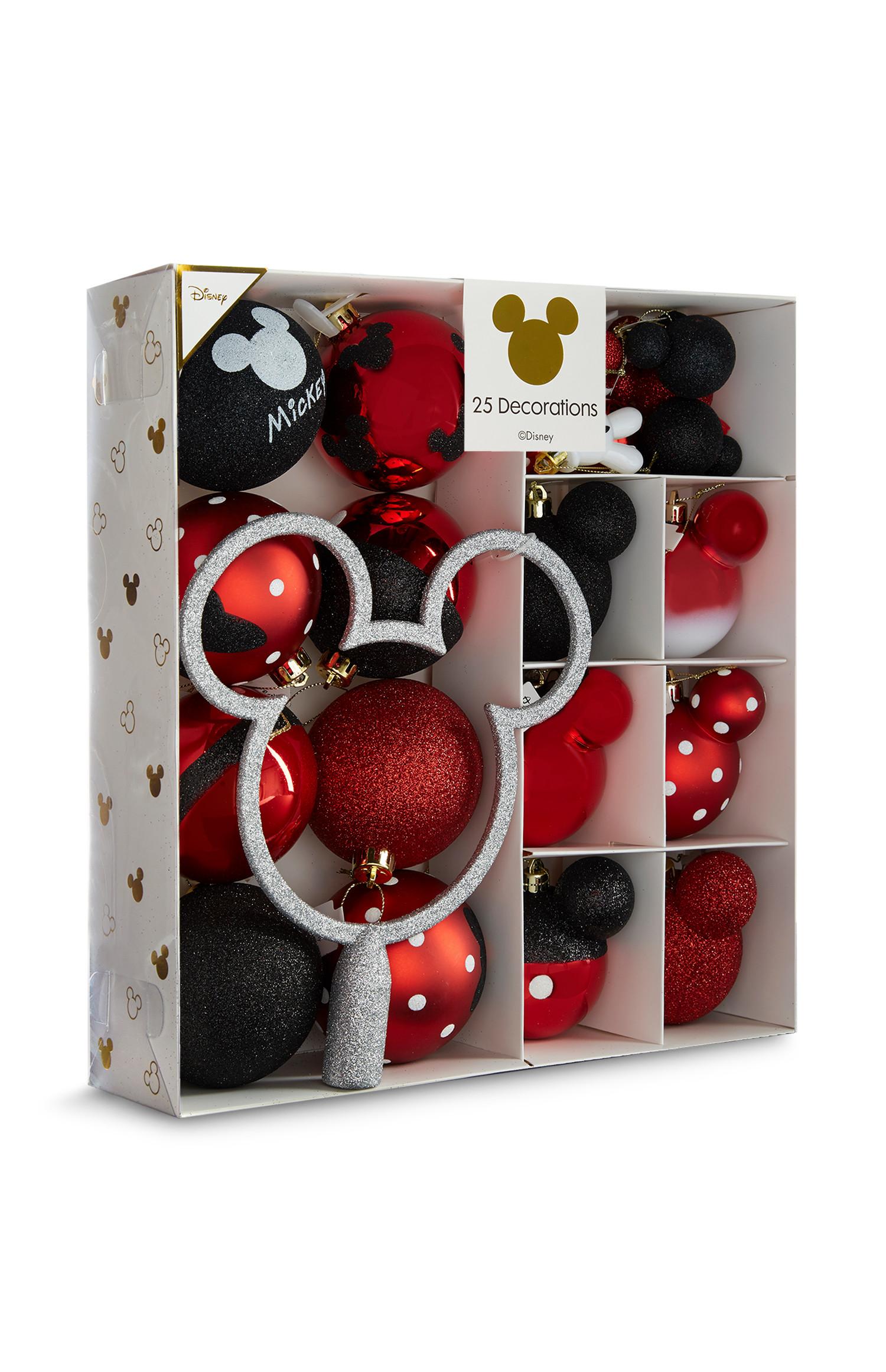 Pack 25 decorações árvore Natal Mickey Mouse preto e vermelho