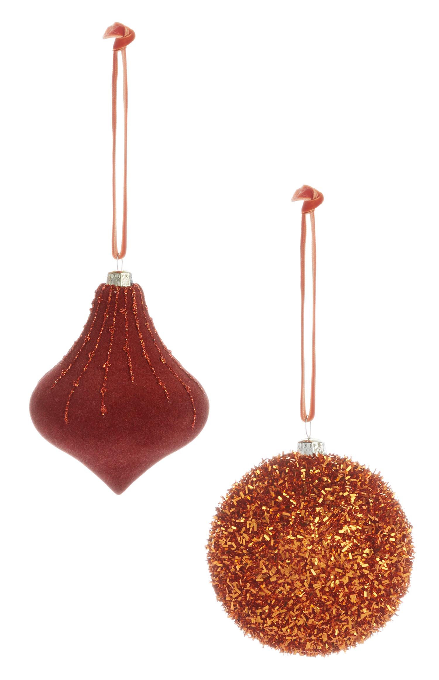 Pack de 2 bolas de Navidad con purpurina de cobre