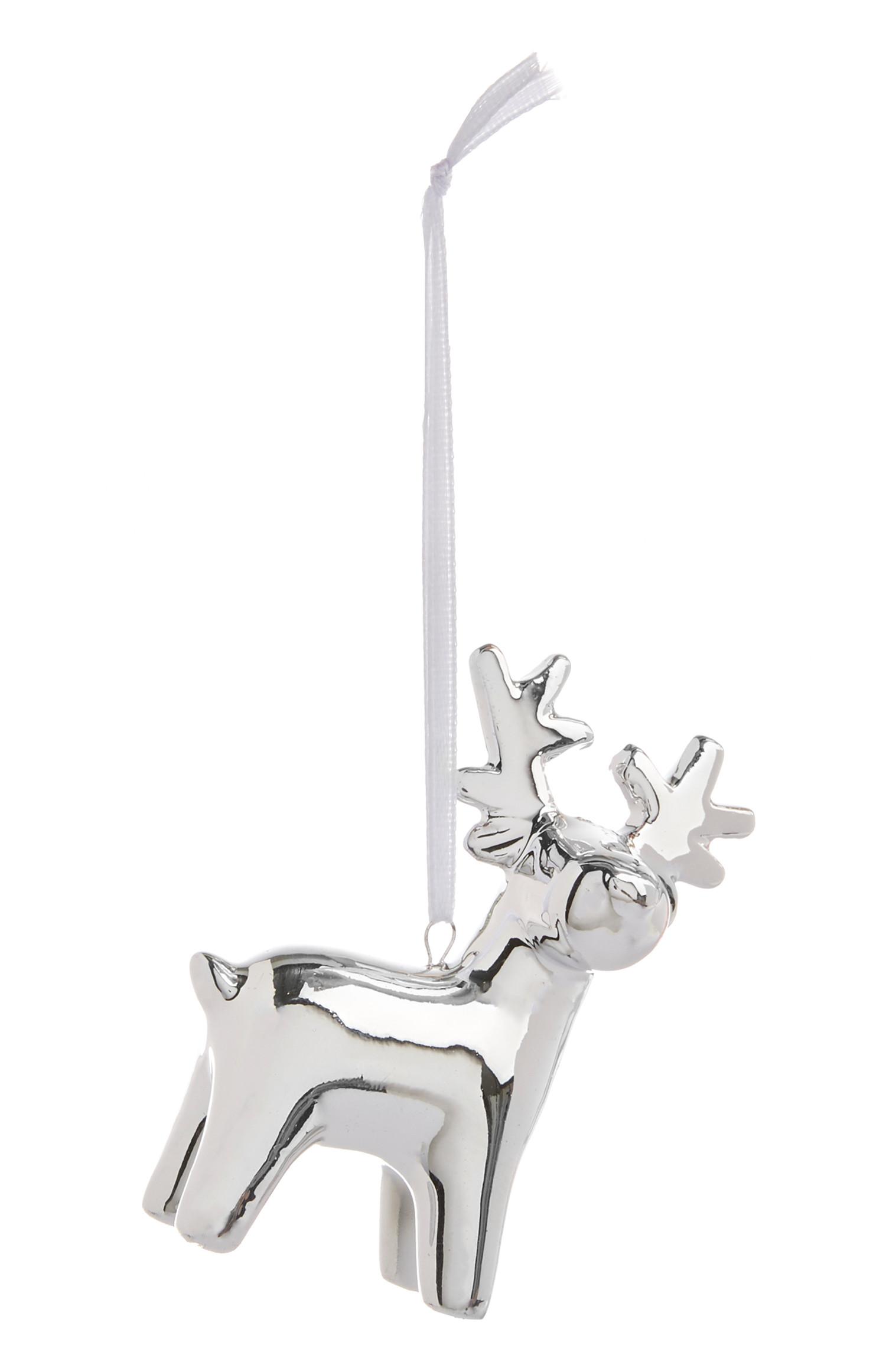 Adorno de Reno colgante plateado